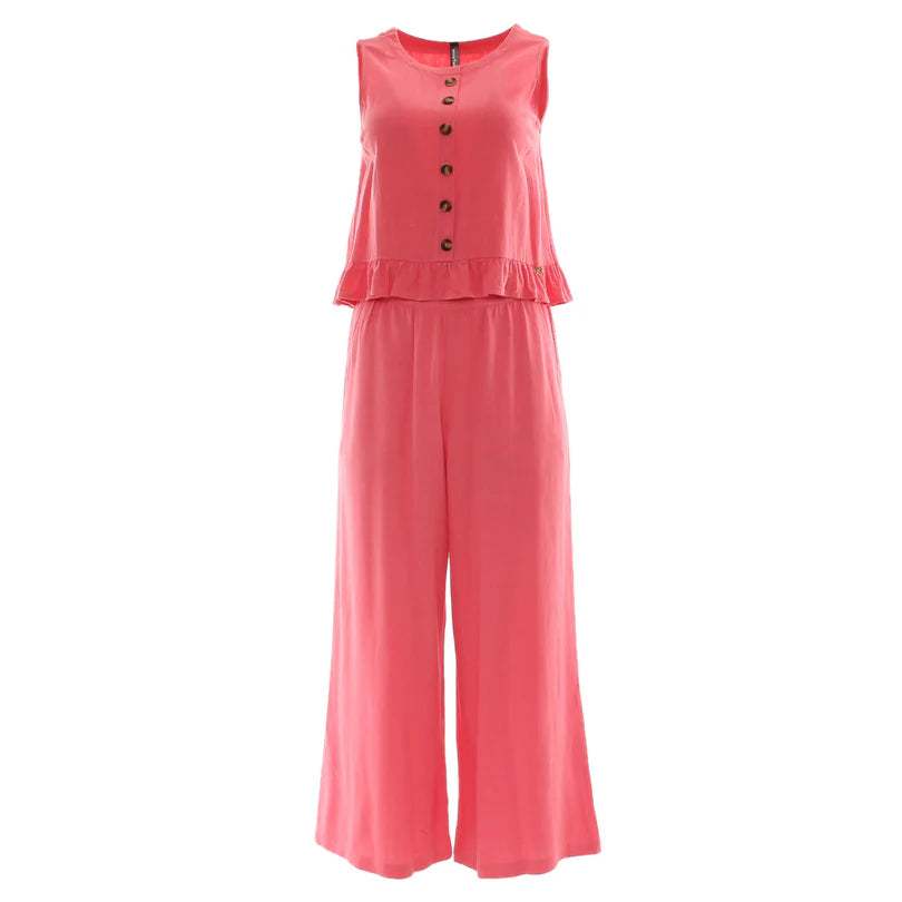 Kaia Women's 2-Piece Co Ord Set - Coral Lounge Outfit for Casual Wear, Summer Outfits & Beach Vacations