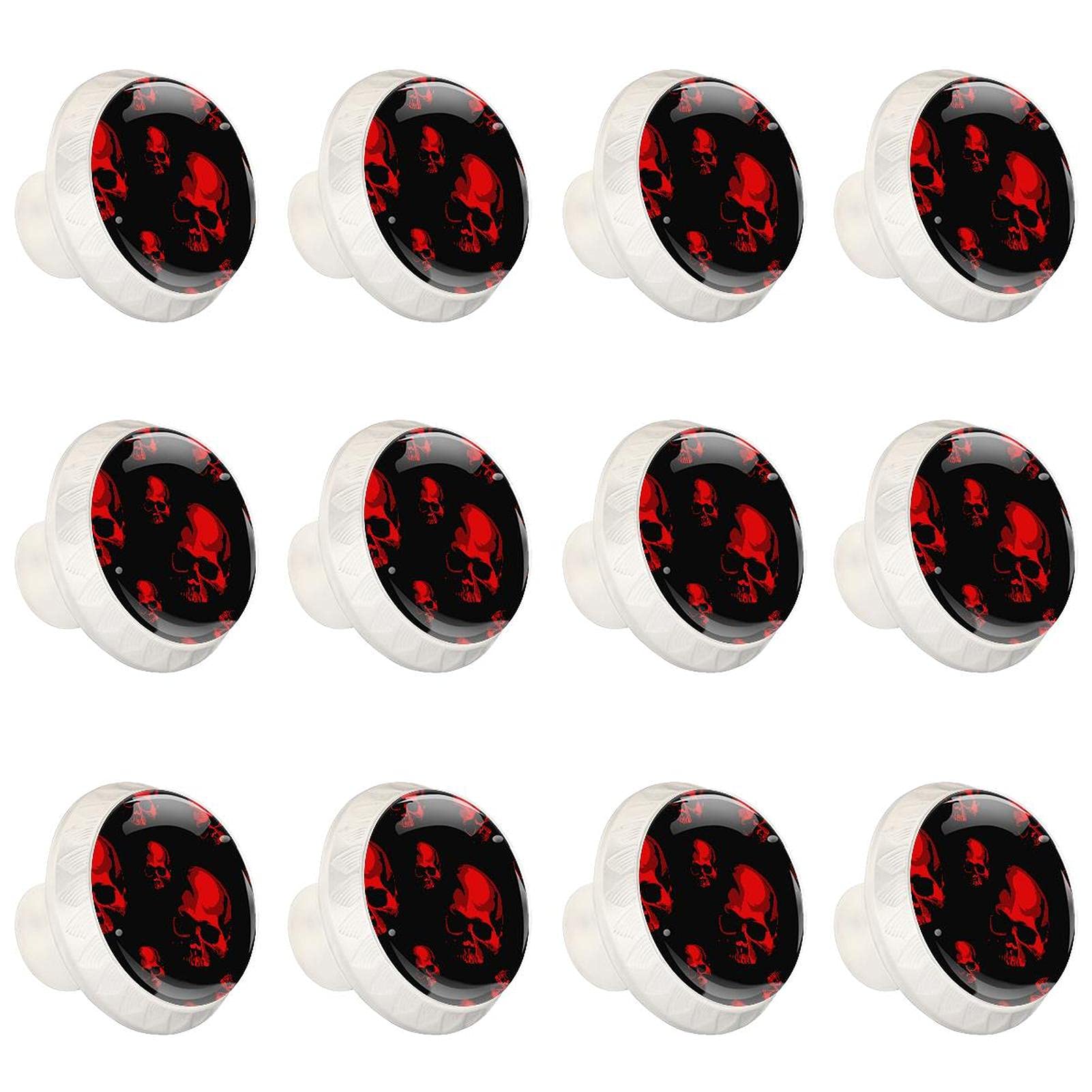 12 Pack Halloween Scary Skull Cabinet Knobs and Drawer Pulls - Gothic Kitchen Cabinet Handles for Horror Themed Home Decor, Perfect for Halloween Party and Haunted House Design