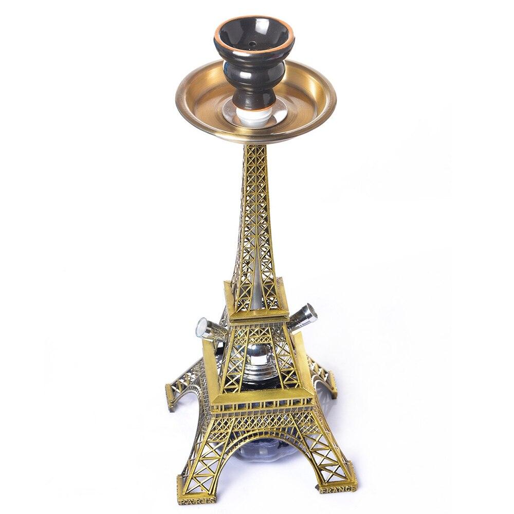 Premium Paris Tower Hookah Set with Ceramic Bowl, Double Hoses & Charcoal Tongs - 20