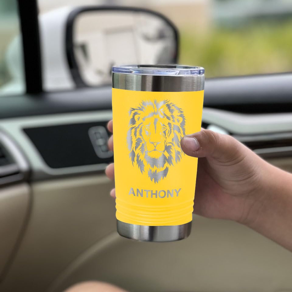 LaserGram 16oz Vacuum Insulated Stainless Steel Tumbler with Personalized Engraving - EMT Emergency Medical Technician Gift - Yellow - Perfect for Coffee, Tea & Cold Drinks at Work or Outdoor Adventures