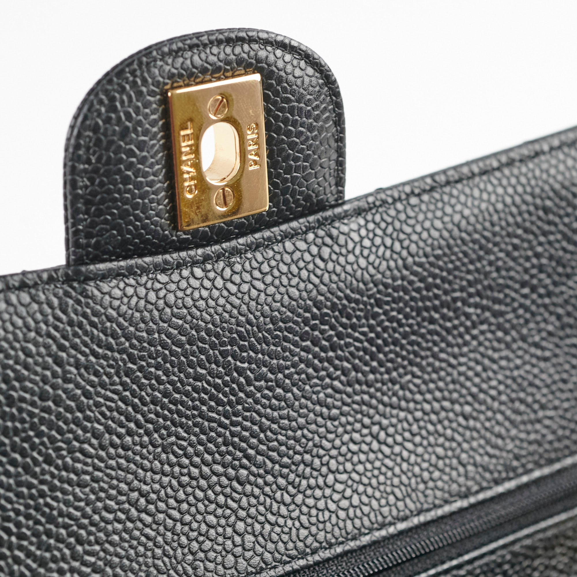 Chanel Medium/Large Double Classic Flap Bag in Black Caviar Leather - 31 Series | Luxury Handbag for Women, Perfect for Work, Evening Events & Everyday Use