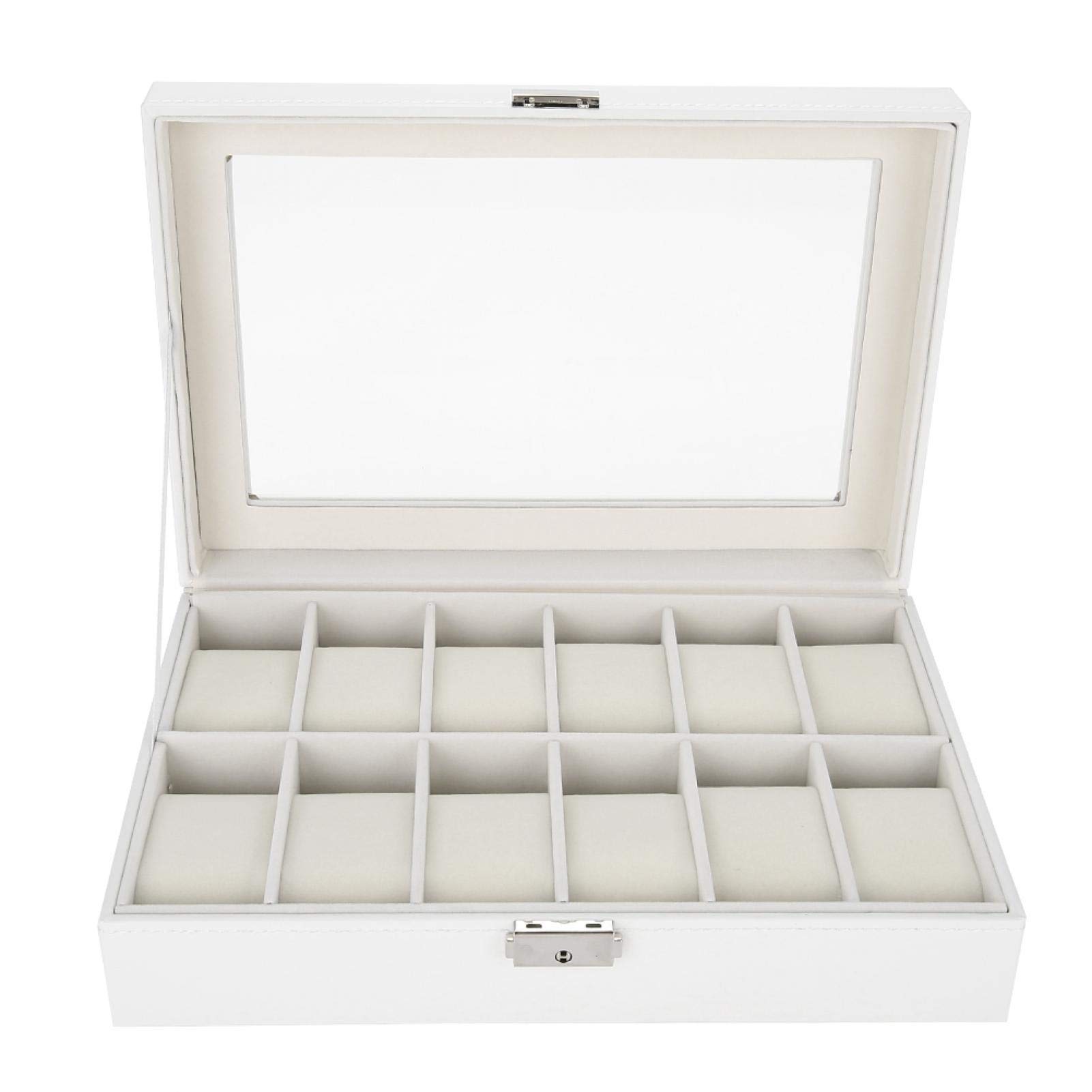 Premium 12-Slot Watch Organizer Box - 33x23x12cm Portable Watch Storage Case with Soft Foam Pillows & Anti-Dust Design | Perfect for Watch Collectors, Travel & Jewelry Display