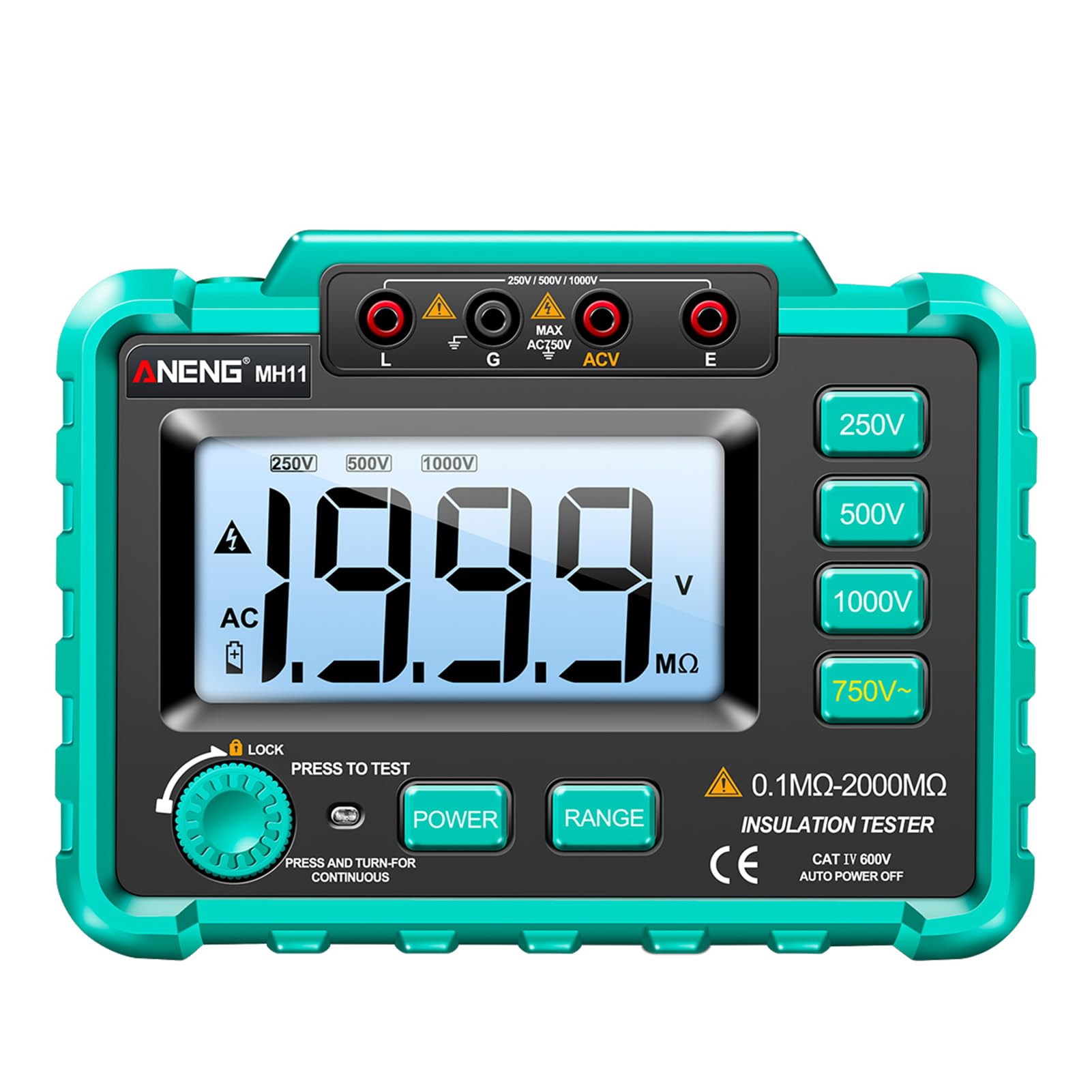 500V/1000V Digital Megohmmeter - High Voltage Insulation Resistance Tester for Electricians | MH11 Electronic Shaking Table | Green | Perfect for Industrial Maintenance, Electrical Safety Testing & Equipment Diagnostics