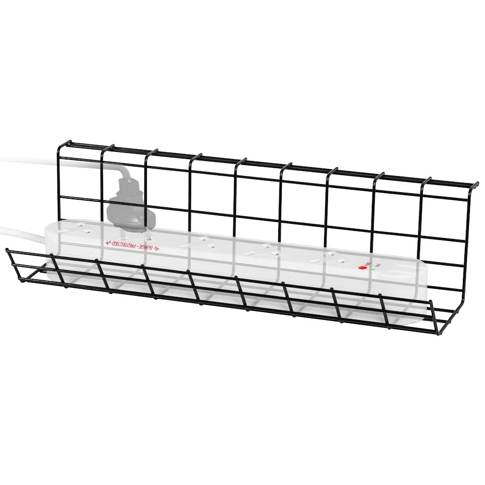 Duronic CMH1 Under Desk Cable Management Tray - Black Cable Organizer Duct for Computer Desk, Wire Management Channel Rack | Perfect for Home Office & Gaming Setup