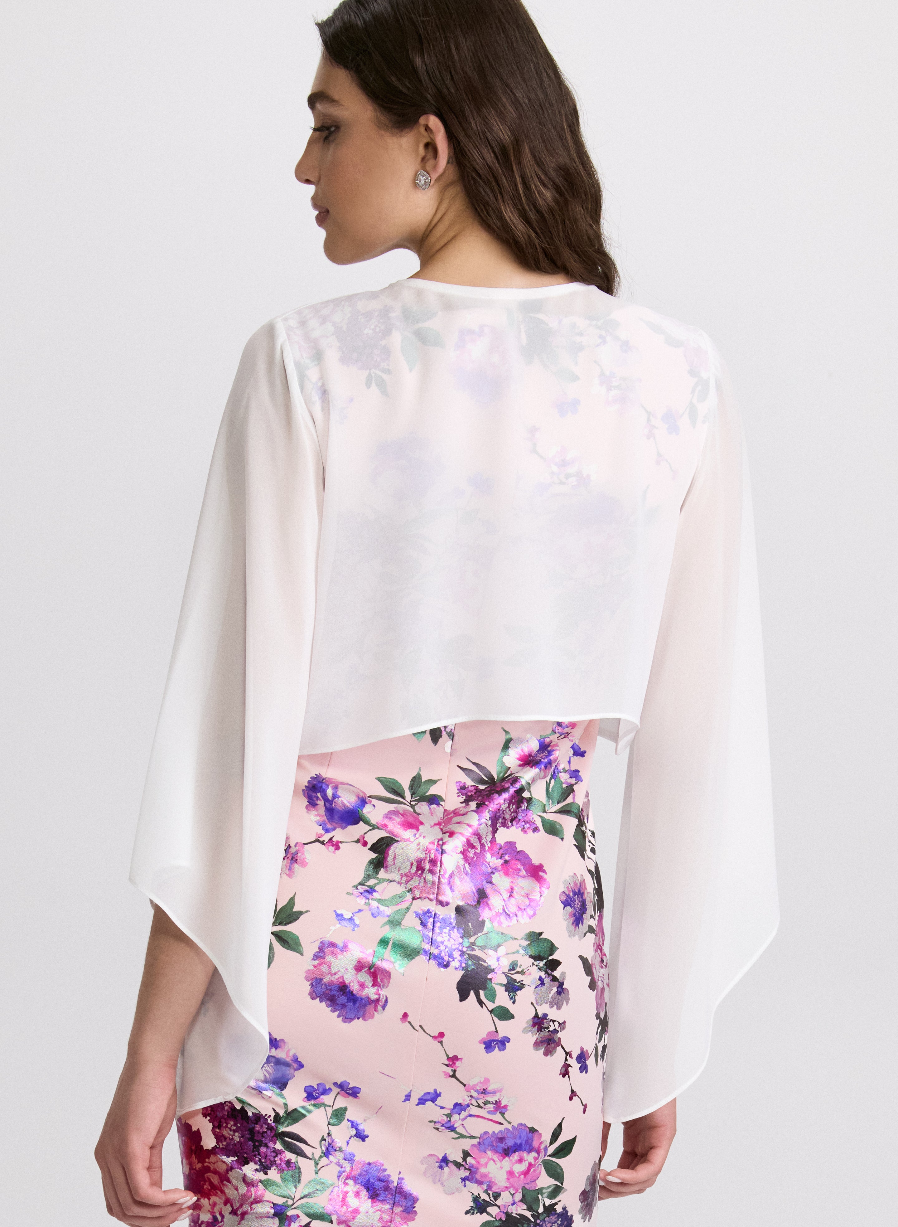 Elegant Flared Sleeve Chiffon Bolero Jacket - Women's Lightweight Cover-Up for Weddings, Parties & Evening Events