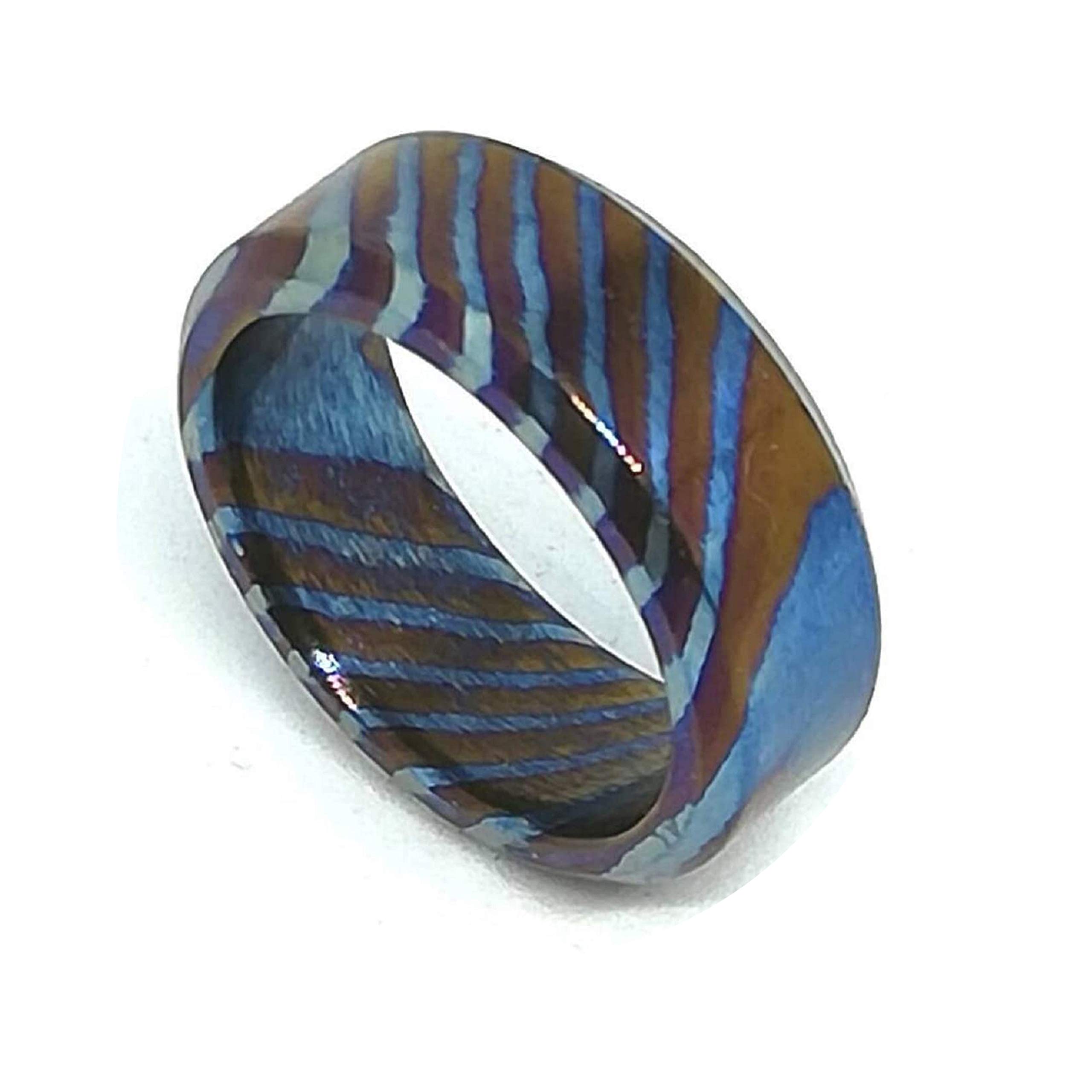 Handmade Damascus Titanium Ring for Men - Timascus KE-107-AT Comfort Fit Wedding Band, Custom Unisex Engagement Jewelry, Modern Statement Ring for Couples | Perfect for Weddings, Anniversaries & Special Occasions