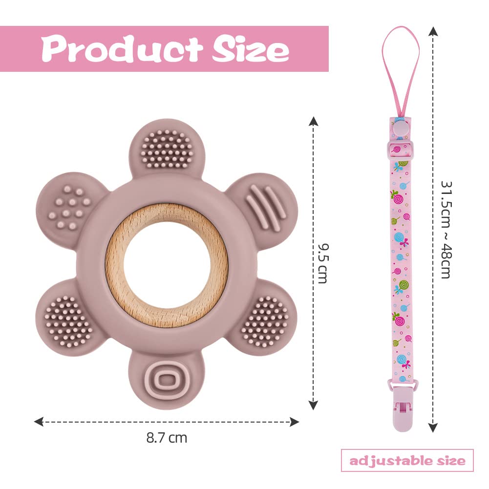 Vicloon BPA-Free Silicone Baby Teething Toys - Sensory Chew Toys for Infants & Toddlers, Easy to Grasp & Clean, Soothing Gum Relief (Light Pink) - Perfect for Teething Pain Relief & Early Oral Development