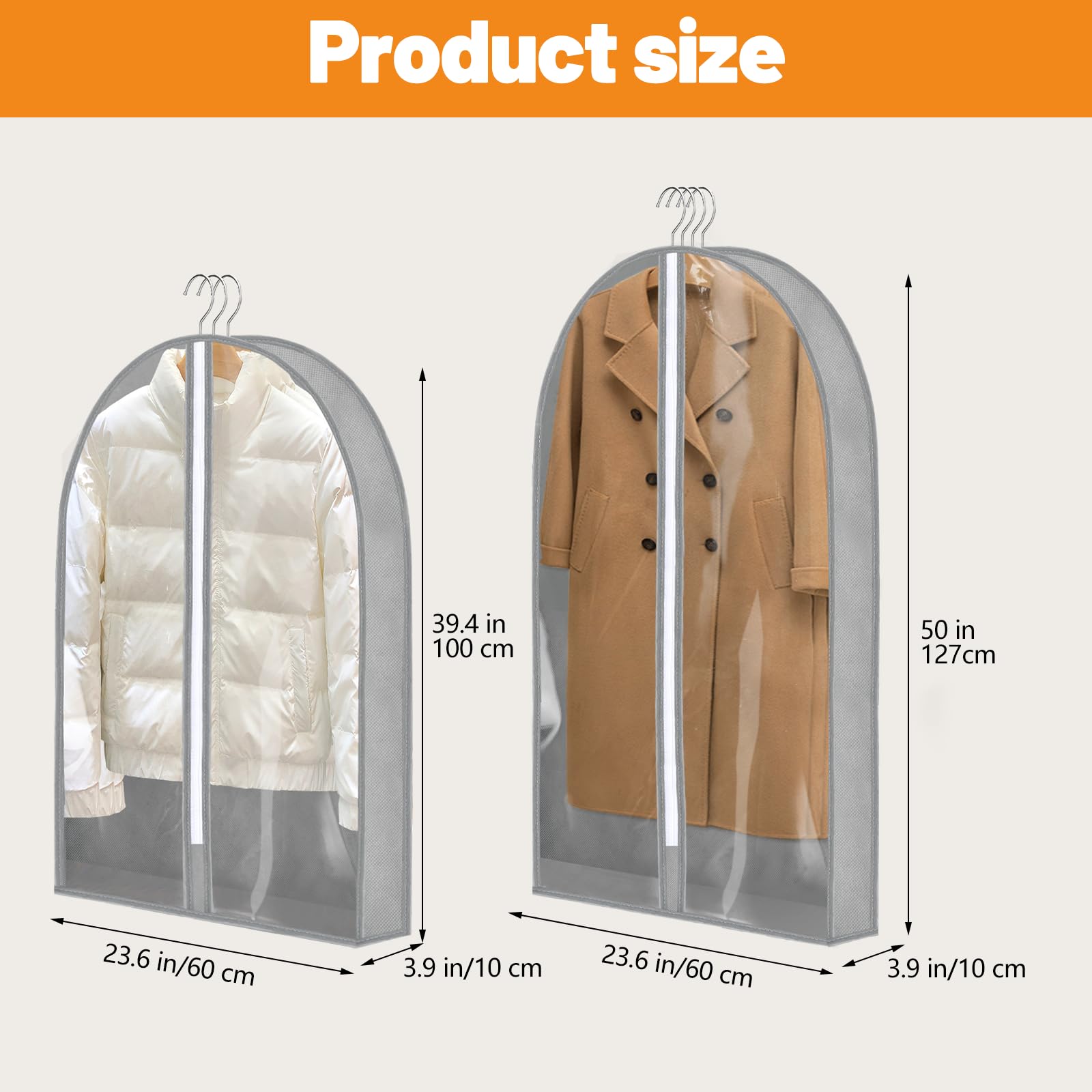 4 Pack Clear Zippered Garment Bags (40
