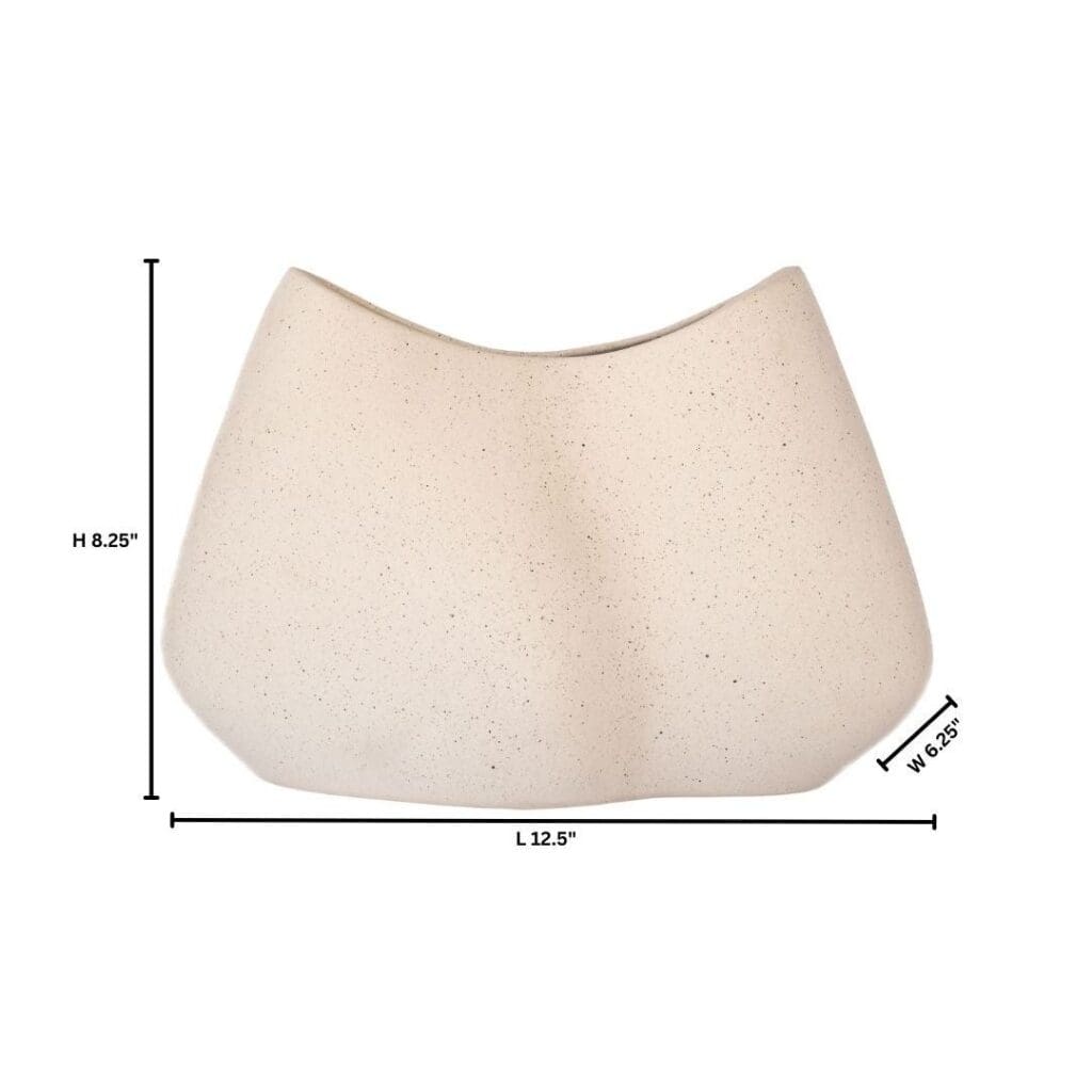 Cyan Design 11776 Organic Pinched Bowl - Handcrafted Ceramic Grainy White Textured Serving Bowl for Salad, Soup, or Decorative Display