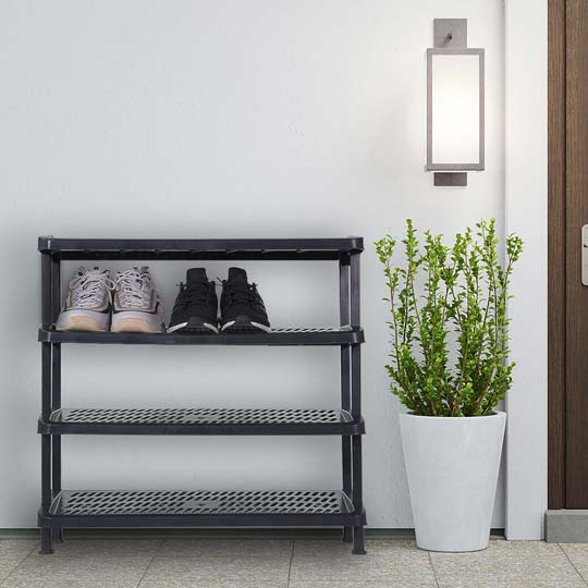 4 Tier Shoe Rack Organizer - Space Saving Storage for Entryway, Closet & Bedroom - Sturdy Metal Shoe Shelf for Sneakers, Boots & Sandals