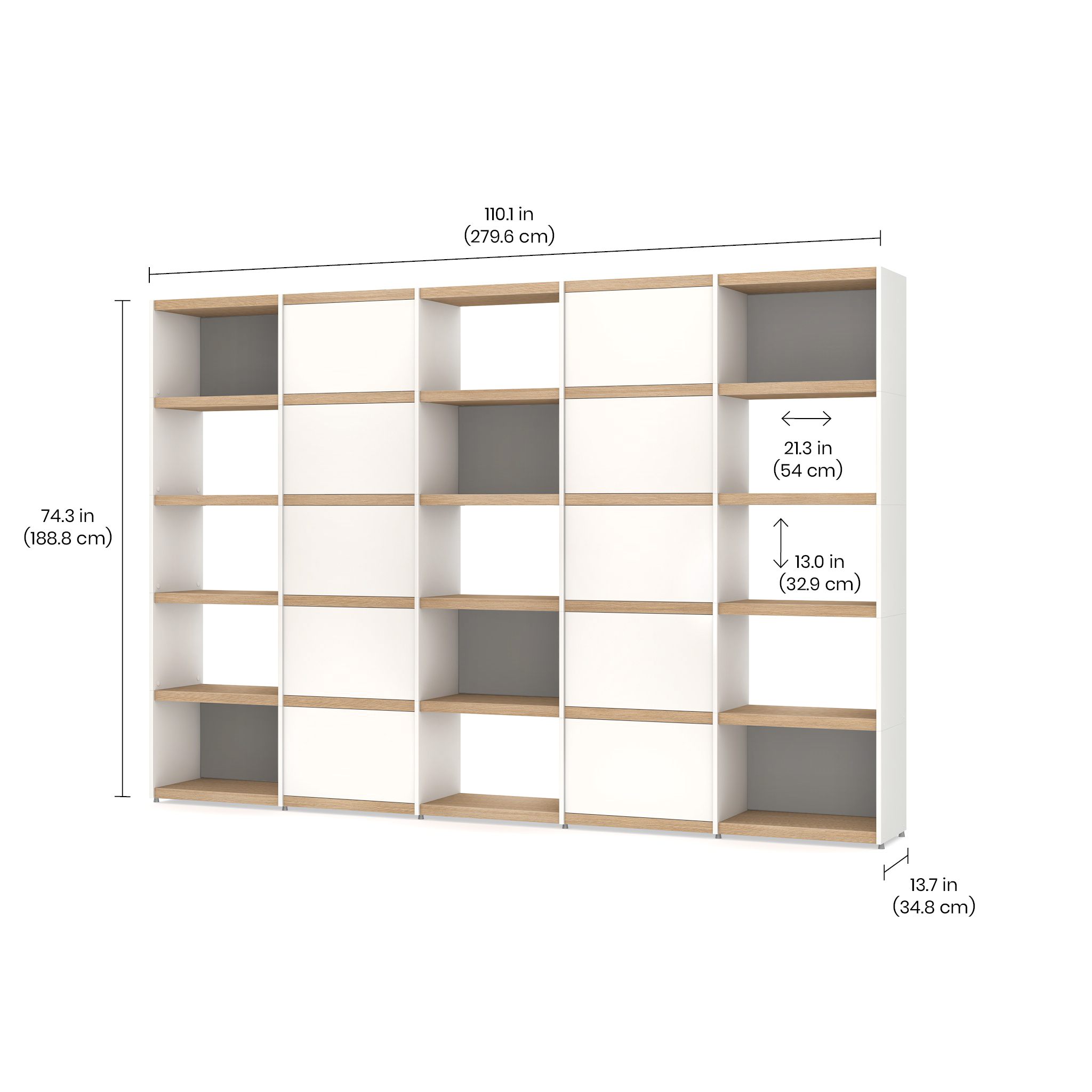 YOMO 5x5 Modular Bookshelf with Grey Accessories - Stylish Storage for Living Room, Office & Home Decor