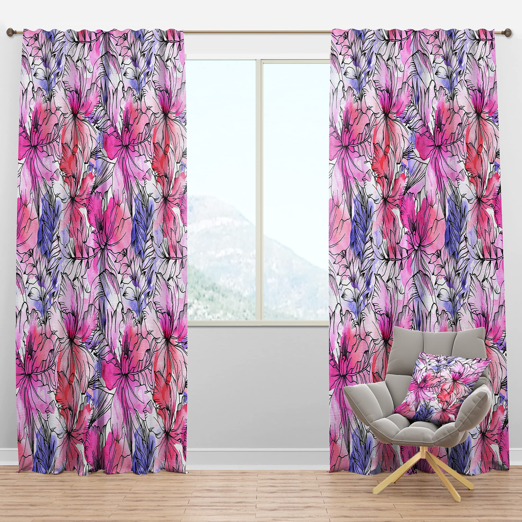 Floral Blackout Curtains for Bedroom & Living Room - Thermal Insulated Room Darkening Drapes - Single Panel 52x120 Inches - Perfect for Home Theater, Nursery & Light Sleepers