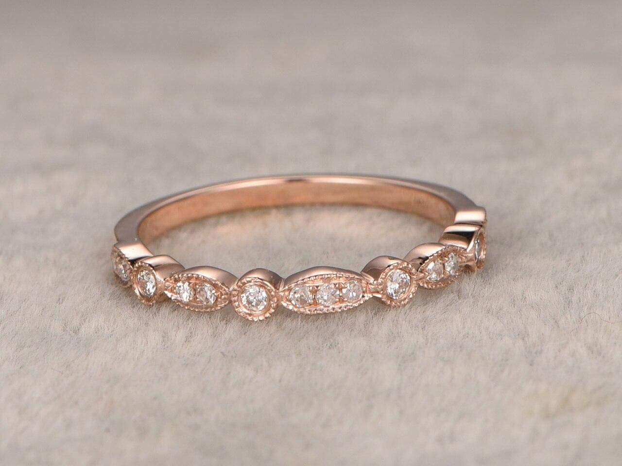 0.25 Carat Half Eternity Wedding Ring - Beautiful Twist Curve Design in 18k Gold Plating - Perfect for Engagement, Anniversary & Bridal Jewelry Gifts