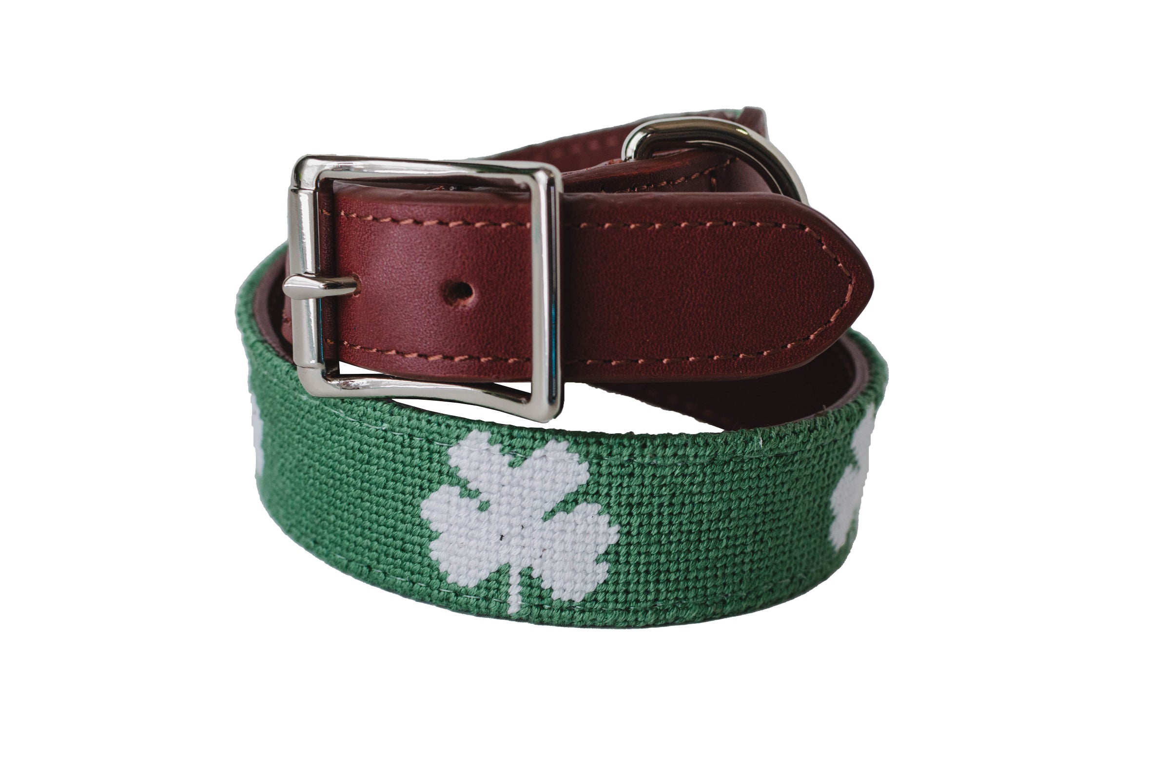 Lucky Shamrock Needlepoint Dog Collar - Irish-Themed Embroidered Pet Collar for Small Medium Dogs - Perfect for St. Patrick's Day & Irish Heritage Celebrations
