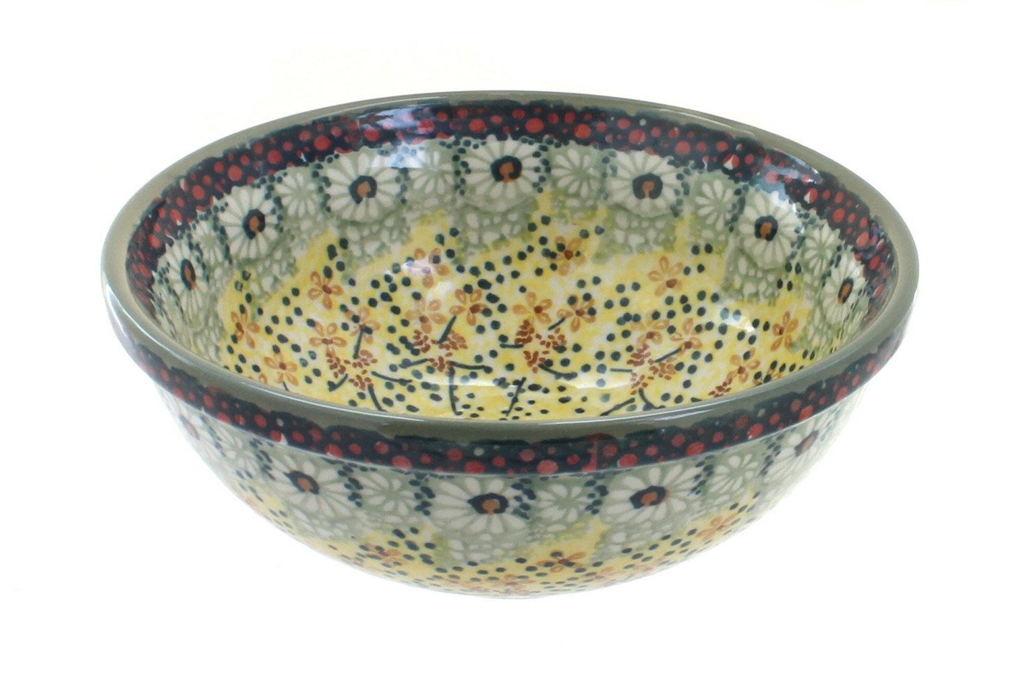 Hand-Painted Blue Rose Polish Pottery Sunshine Grotto Bowl - Ceramic Cereal & Soup Bowl for Breakfast, Dessert, or Home Decor - Perfect for Farmhouse & Boho Kitchens