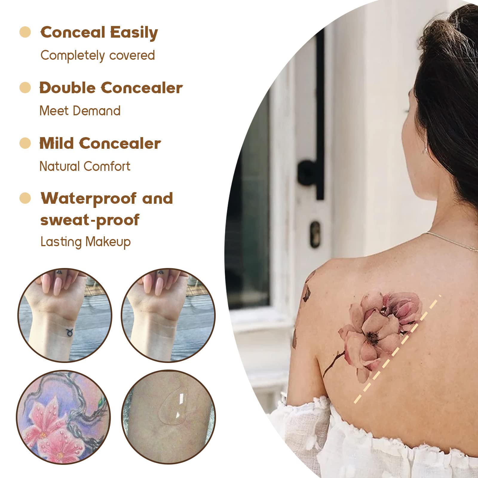 2 Colors Scar Concealer Cream - Waterproof Tattoo & Skin Camouflage Makeup Set for Men & Women | Cover Scars, Birthmarks, Tattoos - Ideal for Daily Use, Special Events & Photos
