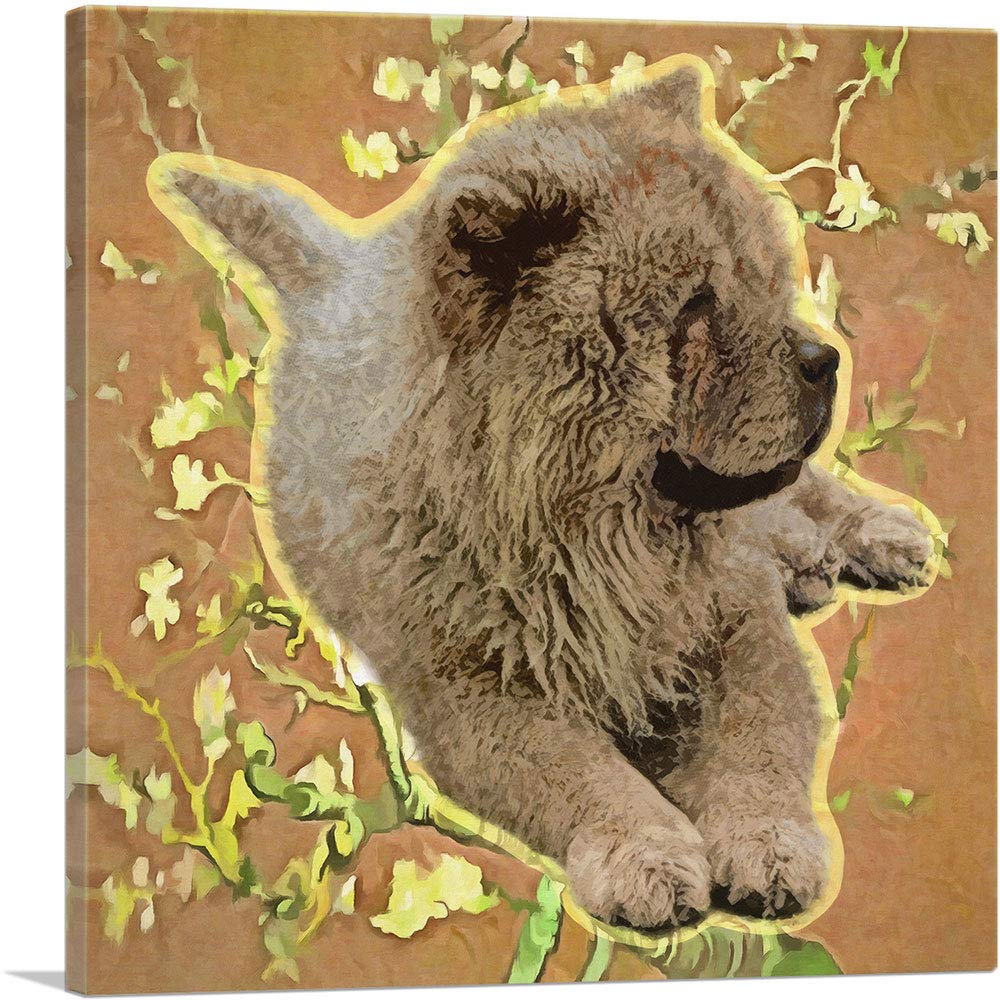 Chow Chow Dog Breed Canvas Art Print - 36x36 Inch Stretched Framed Painting, Giclee Wall Decor Poster for Living Room, Bedroom & Office | Home & Pet Lover Gift Idea
