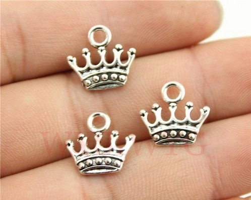 15PCS Silver Crown Charms Bulk Wholesale - 13-14mm Jewelry Making Supplies for DIY Bracelets, Necklaces & Craft Projects (NS598)