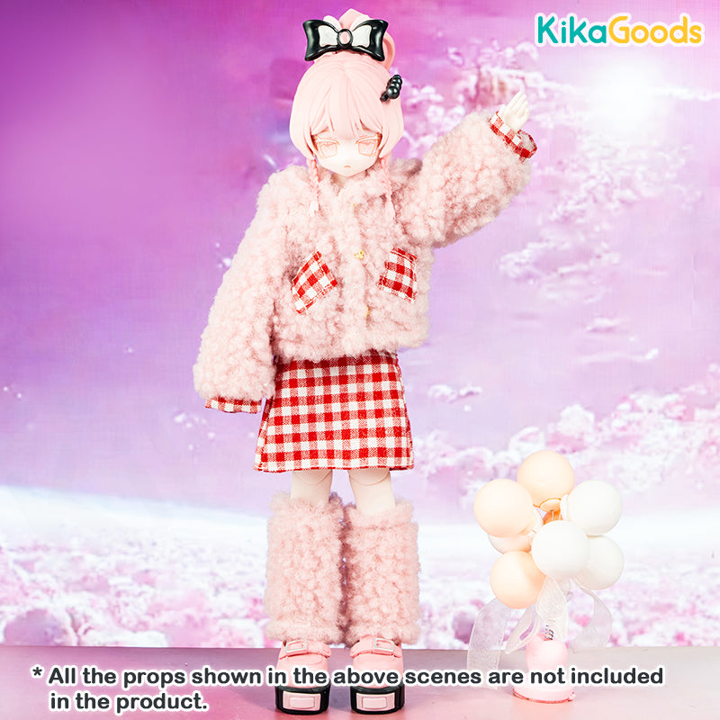 LuckyDoll Pink Plush 1/6 Scale BJD Doll Clothes Set - Soft Outfit for Ball Jointed Dolls - Perfect for Photography, Collecting & Display