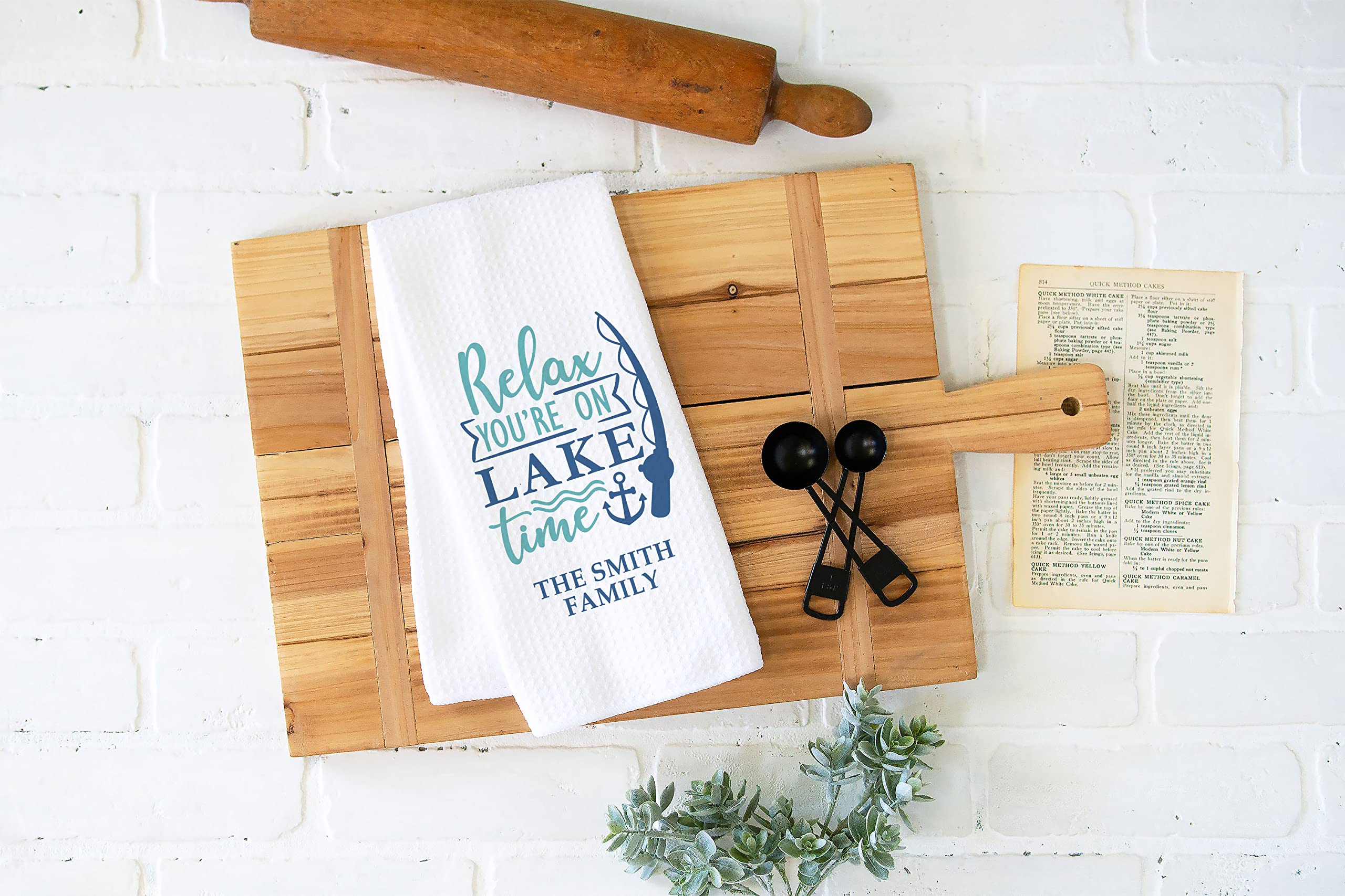 Personalized Lake House Kitchen Towel - Custom Dish Towel with Family Name | Lake Themed Hand Towel for Kitchen Decor | Perfect Housewarming Gift for Lakeside Living & Vacation Homes