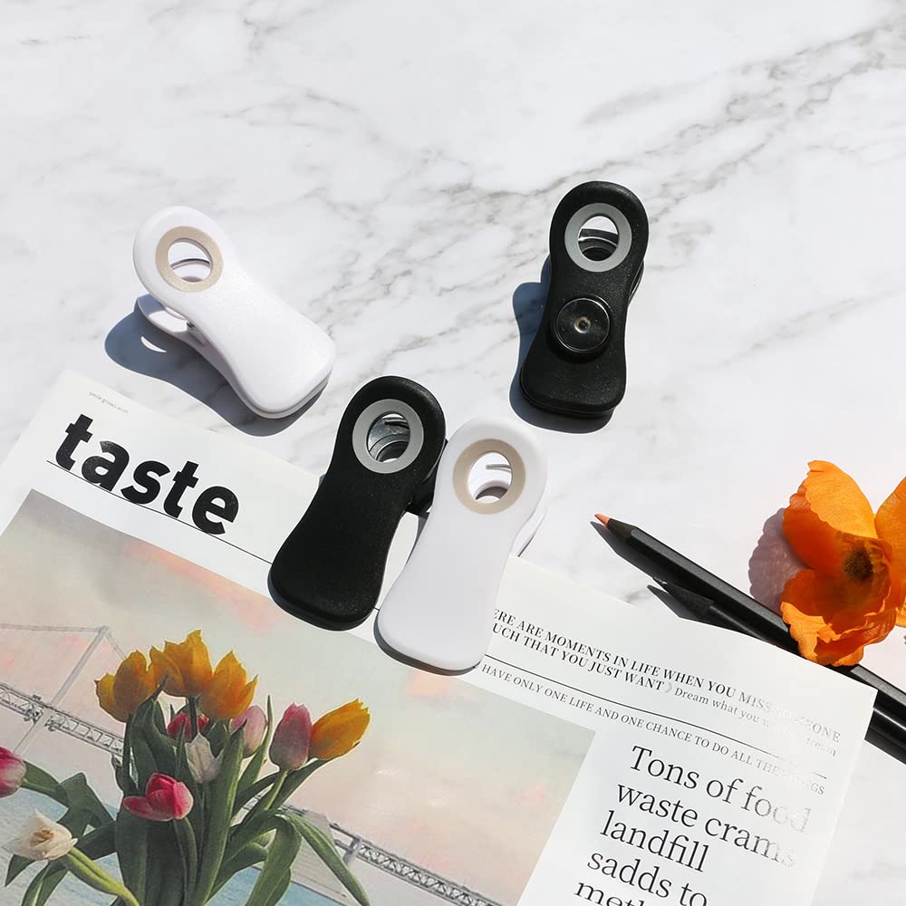 Multi-Purpose Magnetic Clips for Kitchen & Office - Strong Chip Bag Clips, Refrigerator Magnets for Food Storage, Bread Bags, Snack Packaging (10-Pack, Black & White) - Perfect for Organizing Pantry, Fridge & Workspace