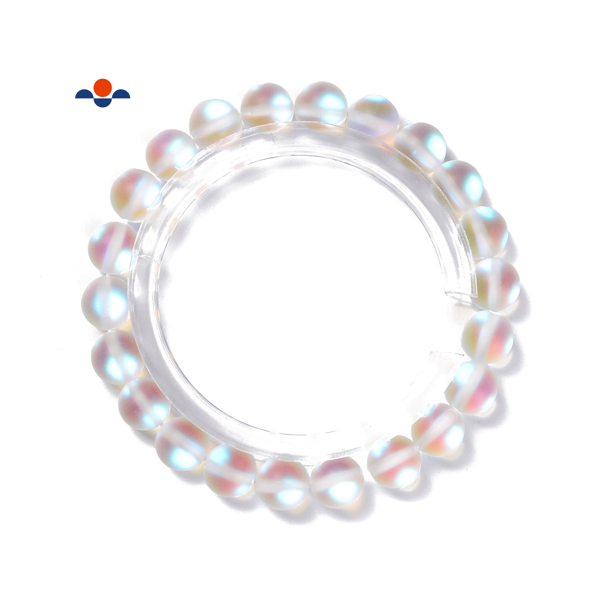Mystic Aura Clear Matte Glass Beads Bracelet - 8mm, 10mm, 7.5 Inch Length - Boho Chic Jewelry for Yoga, Meditation & Spiritual Healing