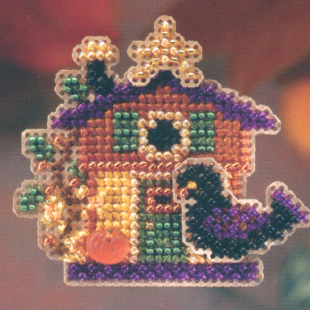 Halloween House Cross Stitch Kit with Pins - DIY Embroidery Kit for Home Decor, Gifts & Holiday Crafts - Perfect for Halloween Party Decorations & Seasonal DIY Projects