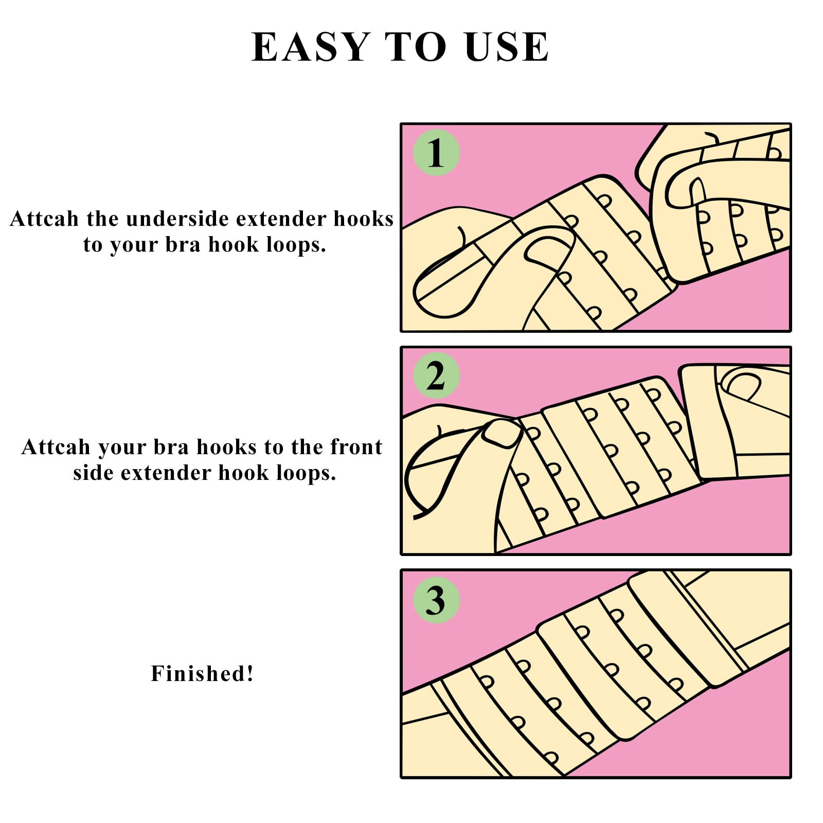 Women's Bra Extenders - 2 Hook, 3 Hook & 4 Hook Adjustable Elastic Straps for Comfortable Bra Extension | Perfect for Tight Bras, Maternity Wear & Post-Surgery Comfort