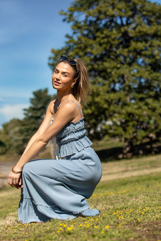 Life Made Easy Navy Bow Detail Tank Top and Midi Skirt Set - Women's Casual Summer Outfit for Beach, Brunch & Date Night | FINAL SALE