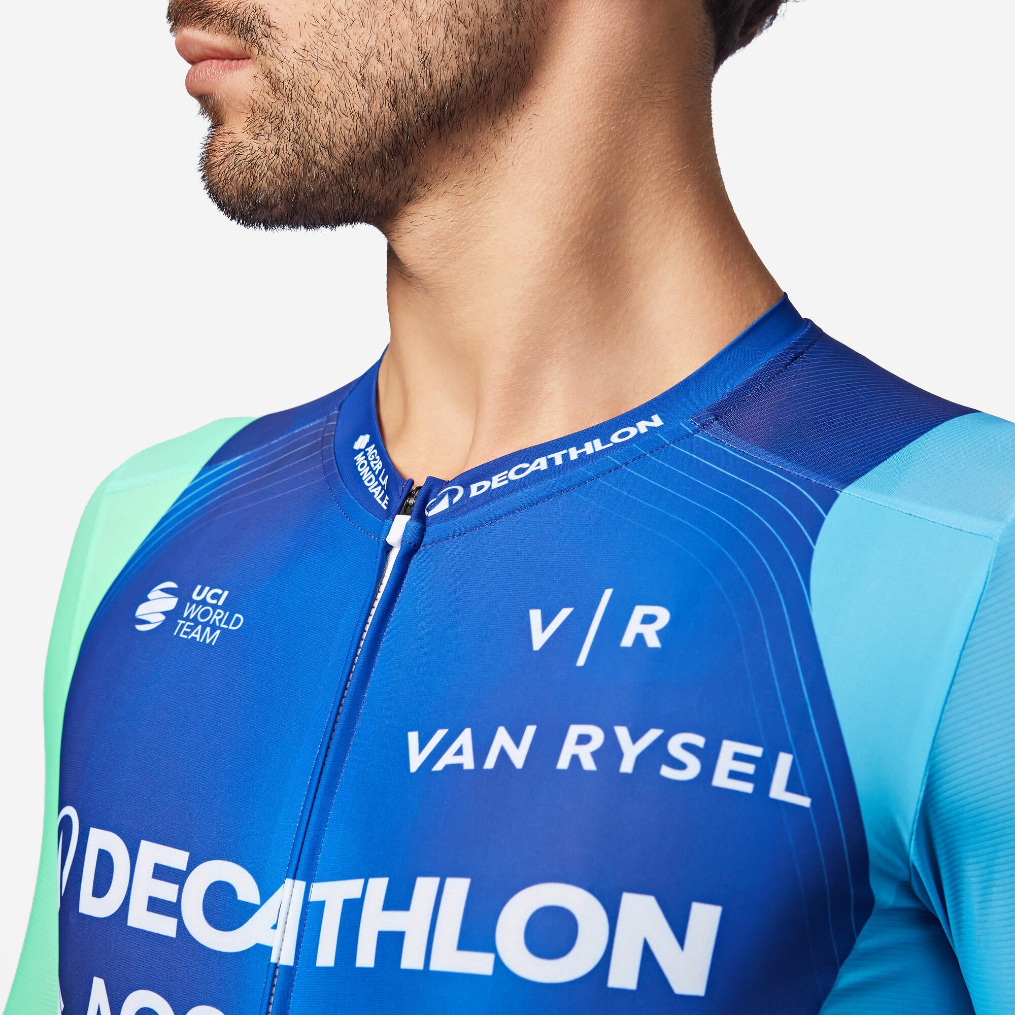 Van Rysel AG2R La Mondiale Team Replica Cycling Jersey - Men's Professional Road Bike Shirt for Training & Racing | Breathable & Lightweight Performance Wear