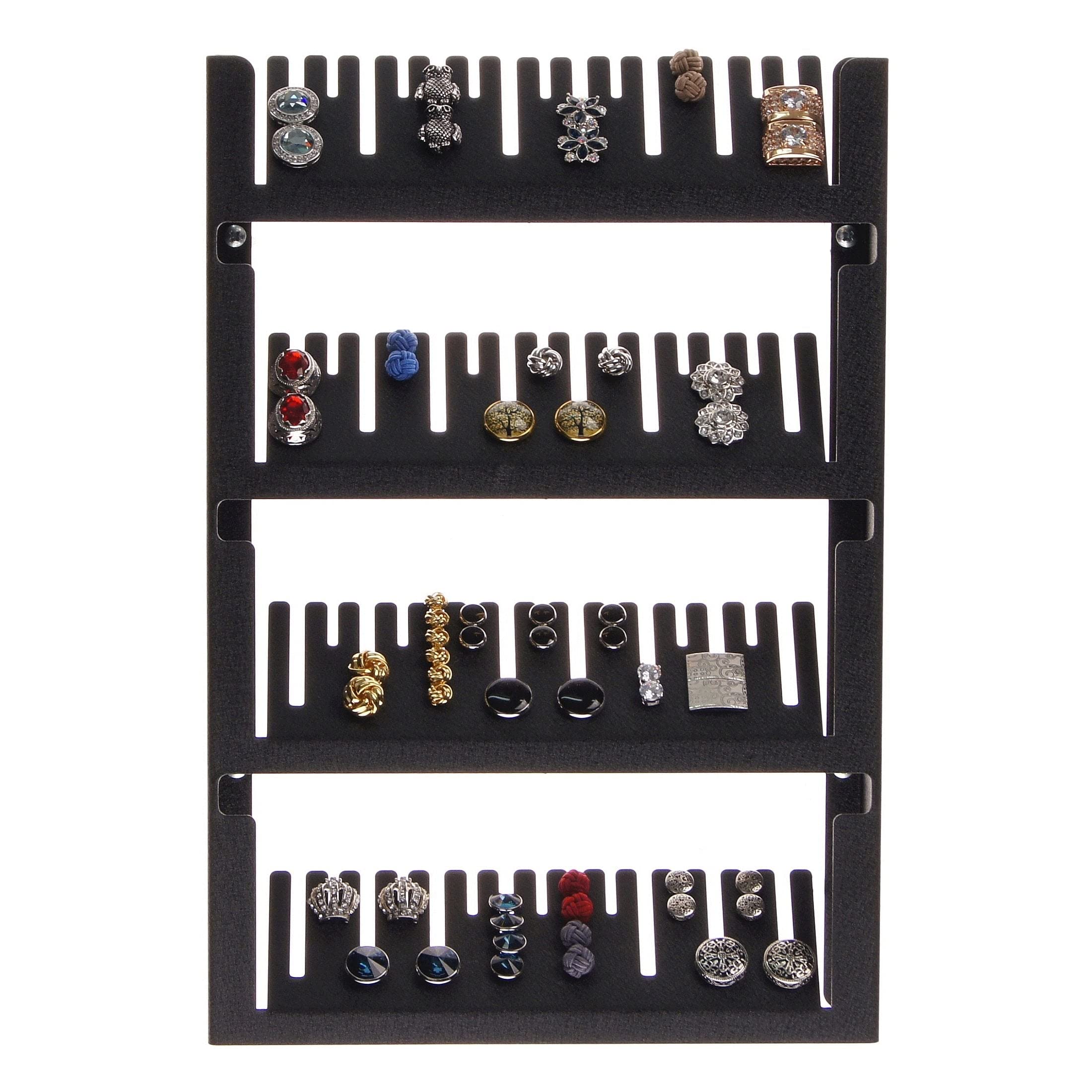 Angelynn's Large Wall Mounted Statement Ring Holder & Cufflink Organizer - Jaymes Black Jewelry Display for Closet Organization | Perfect for Bedroom, Bathroom & Gift Giving
