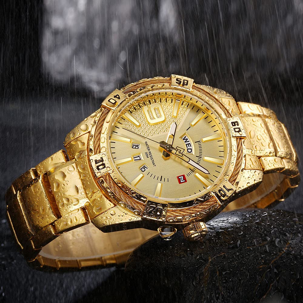 Luxury Men's Analog Day Date Quartz Watch - Waterproof Stainless Steel Business Wristwatch for Men | Perfect for Office, Formal Events & Everyday Wear