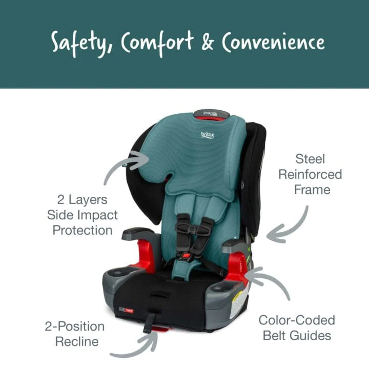 Britax Grow With You Clicktight Booster Car Seat - Safe & Adjustable for Kids 3-12 Years - Perfect for School, Travel & Family Road Trips