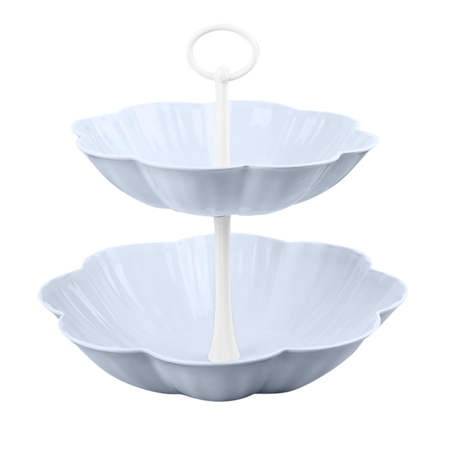 3-Tier Multifunctional White & Blue European-Style Cake Stand - Layered Fruit Tray, Bird Feeder, Dessert Display for Parties, Weddings & Home Decor