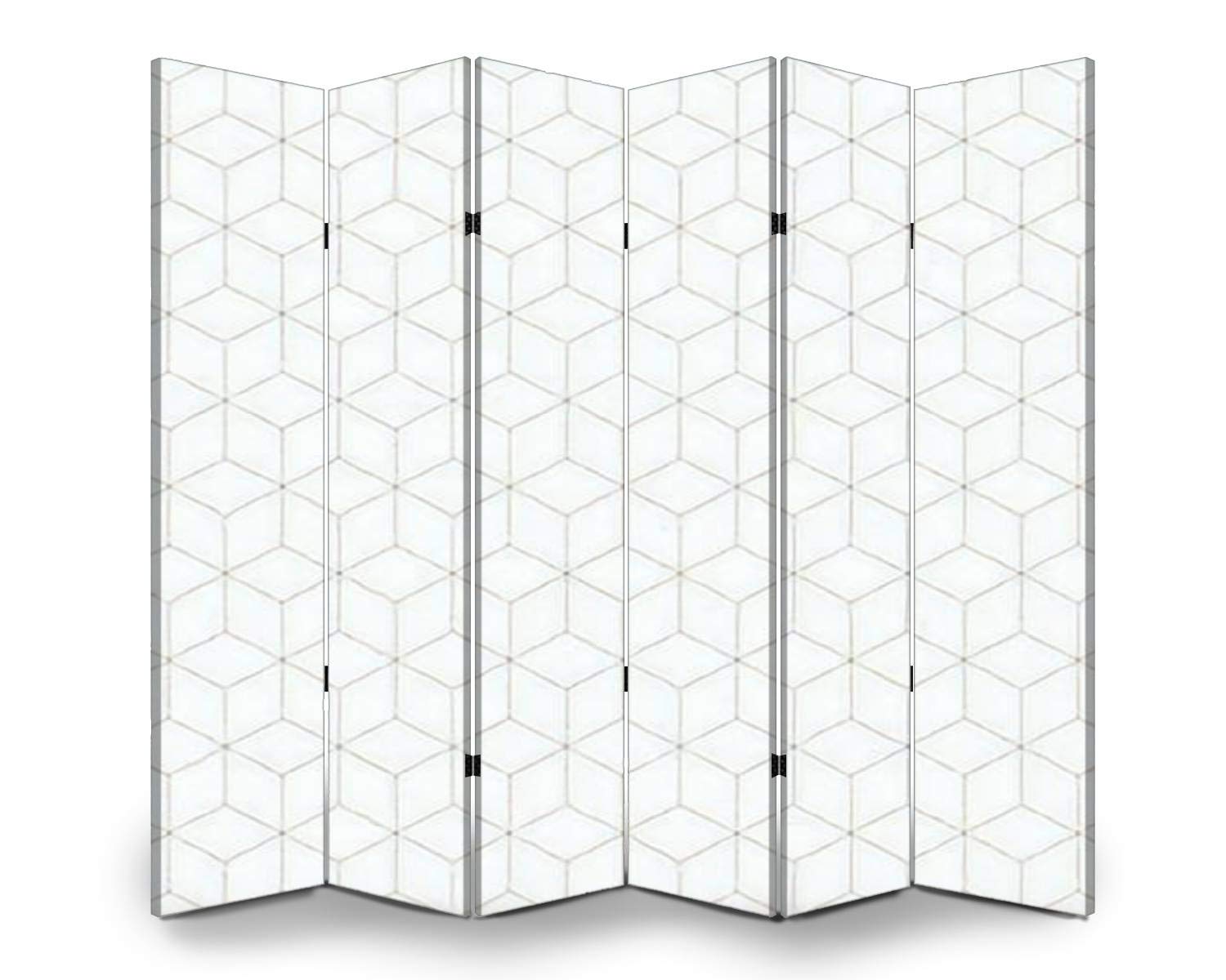 APED DECOR Wooden Room Divider with Geometric Pattern - 6-Panel Folding Privacy Screen for Home & Office - Laser Cut Canvas Partition for Indoor Spaces, Wall Decor & Display Shelves - Perfect for Living Rooms, Bedrooms & Workspaces