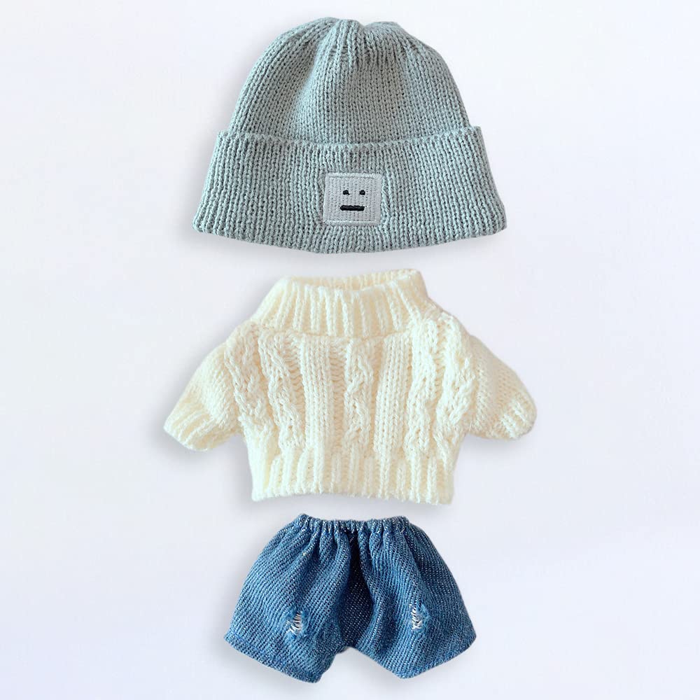 20cm Plush Doll Clothes Set - Hat, Sweater & Shorts for Dress Up Play