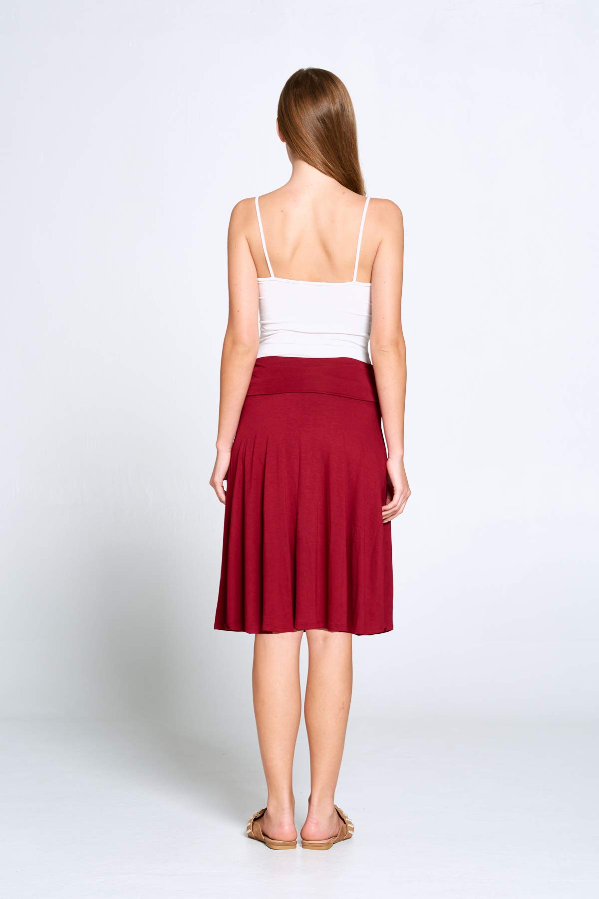 Popana Women's Casual Knee-Length A-Line Stretch Midi Skirt - Plus Size 8-20, Made in USA - Perfect for Work, Office & Everyday Wear