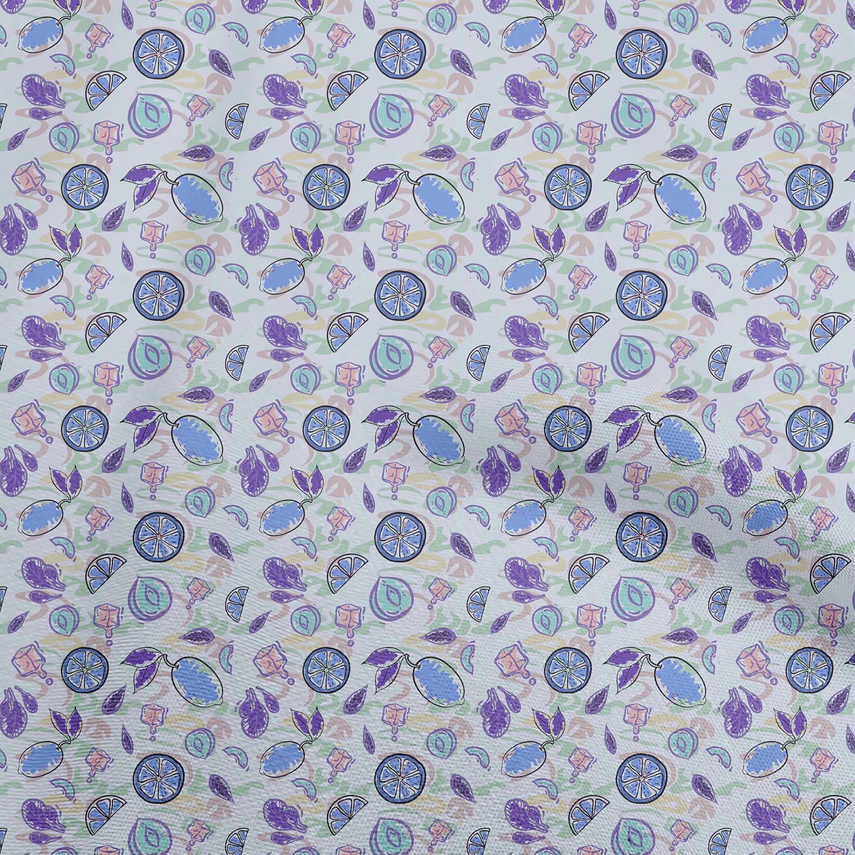Premium 100% Cotton Poplin Fabric - Light Purple Fruit Print, 56