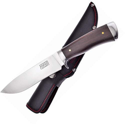 Premium Frost Cutlery SHP-027 Pakkawood Fixed Blade Hunting Knife with Leather Sheath - Outdoor Survival, Camping & Bushcraft Essential
