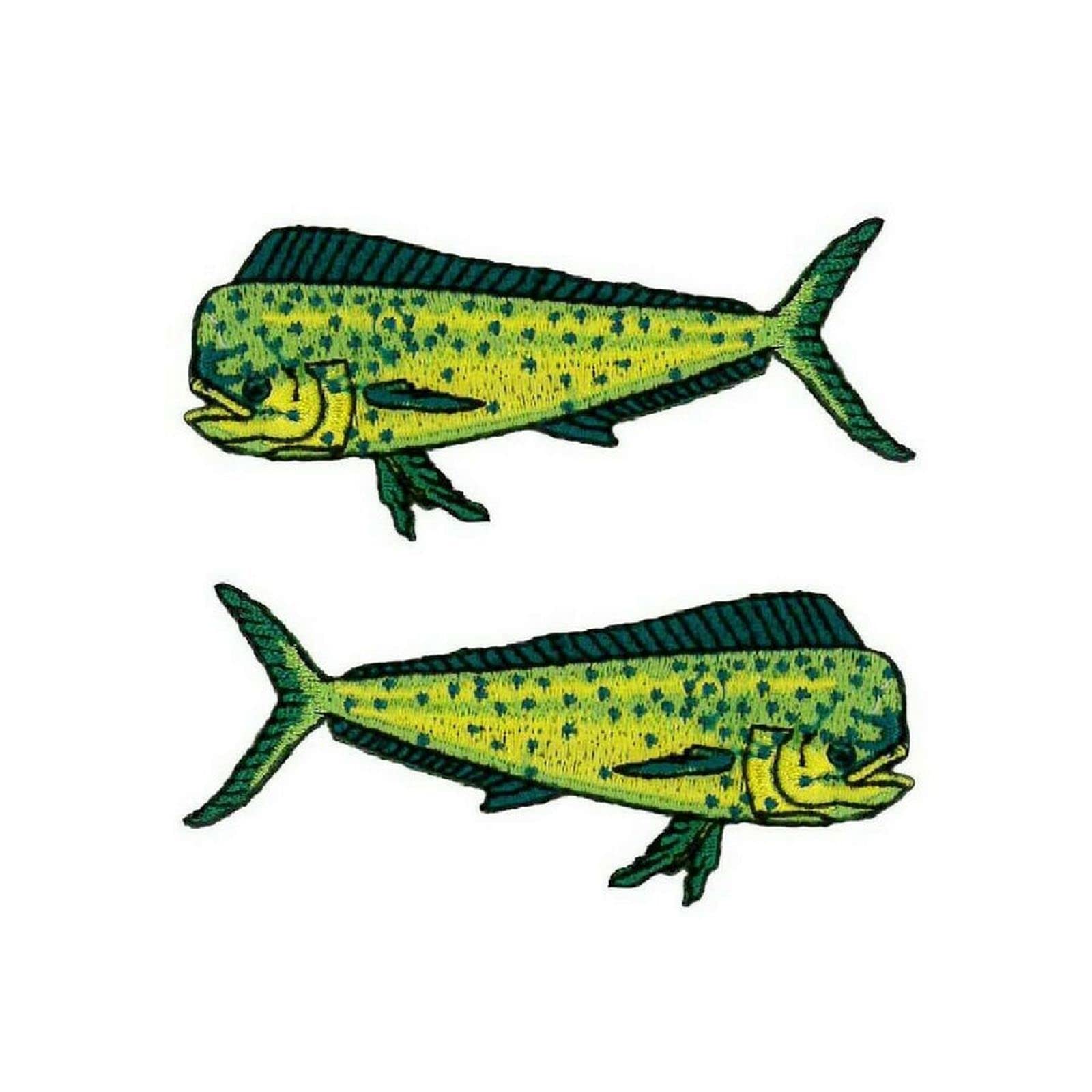 Mahi Mahi Dorado Fish Embroidered Iron On Patches - Set of 2 Large Sew On Applique for Jackets, Hats & Backpacks - Fishing Enthusiast Gift & DIY Clothing Repair - Perfect for Outdoor Adventures & Craft Projects