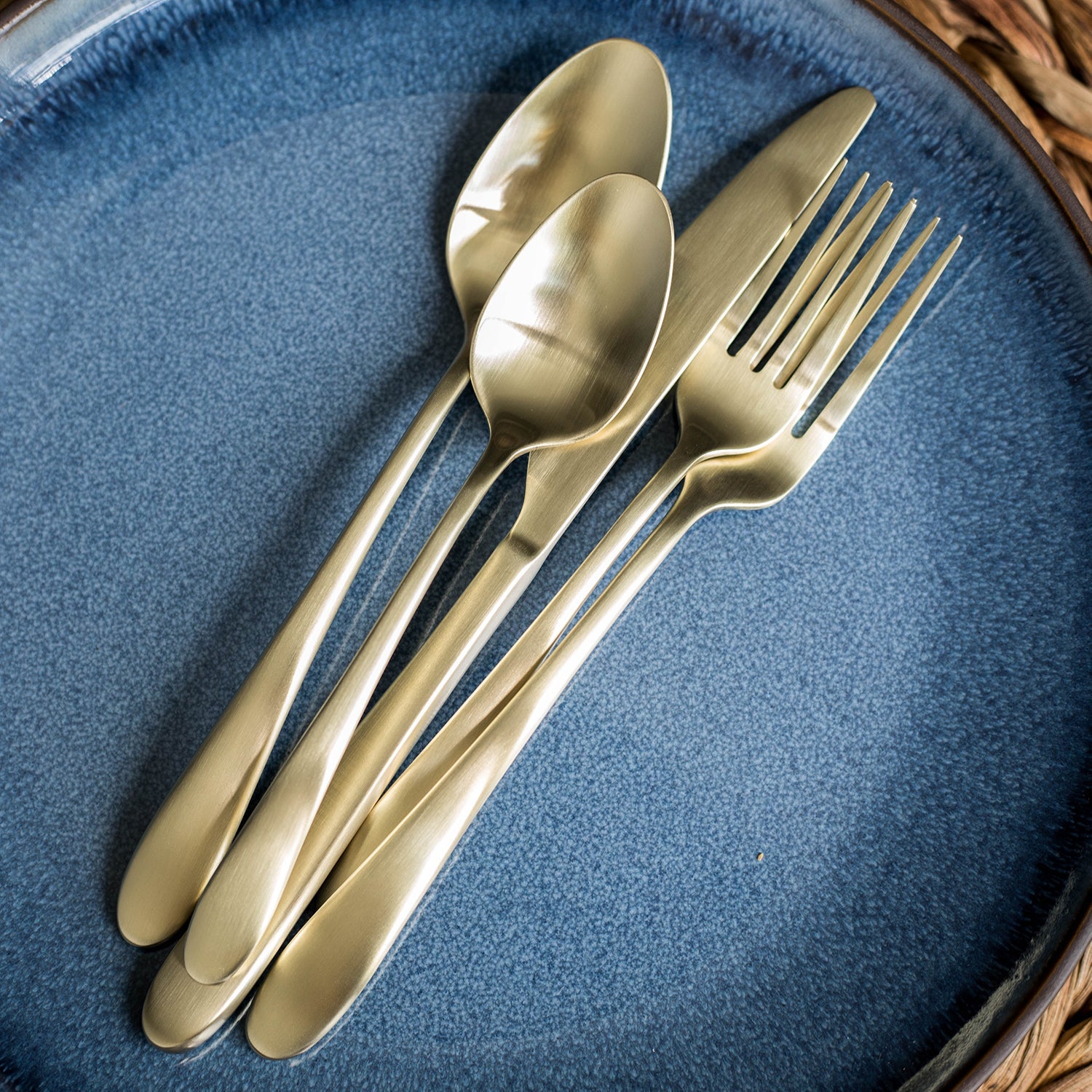 Poet Champagne Satin 20-Piece Flatware Set - Elegant Stainless Steel Cutlery for Fine Dining, Weddings & Special Occasions
