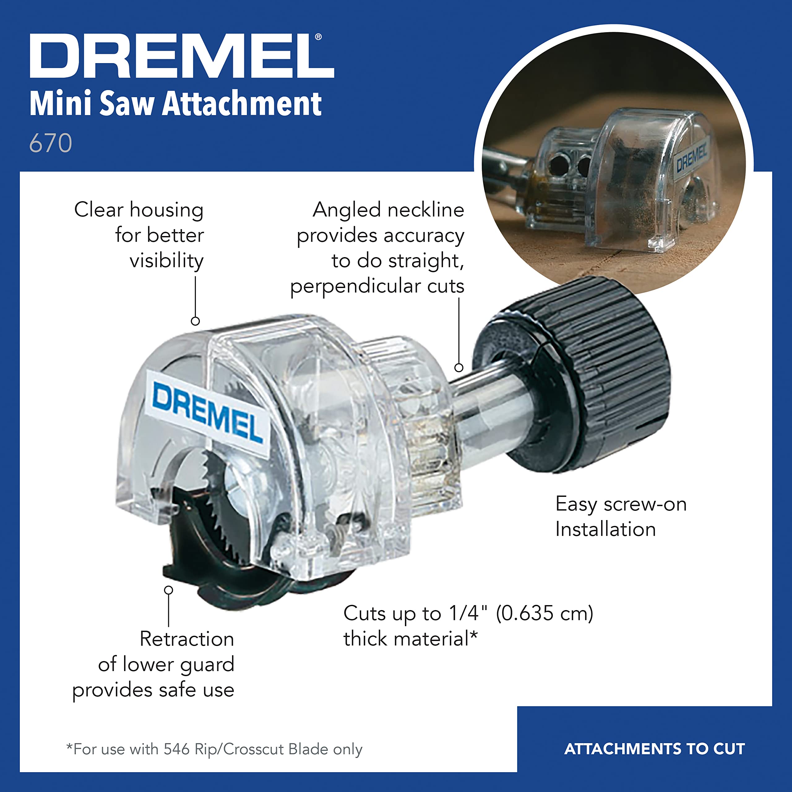 Dremel 670 Mini Saw Rotary Tool Attachment - Compact Precision Cutting for DIY, Woodworking & Crafts | Perfect for Home Projects & Hobbyists