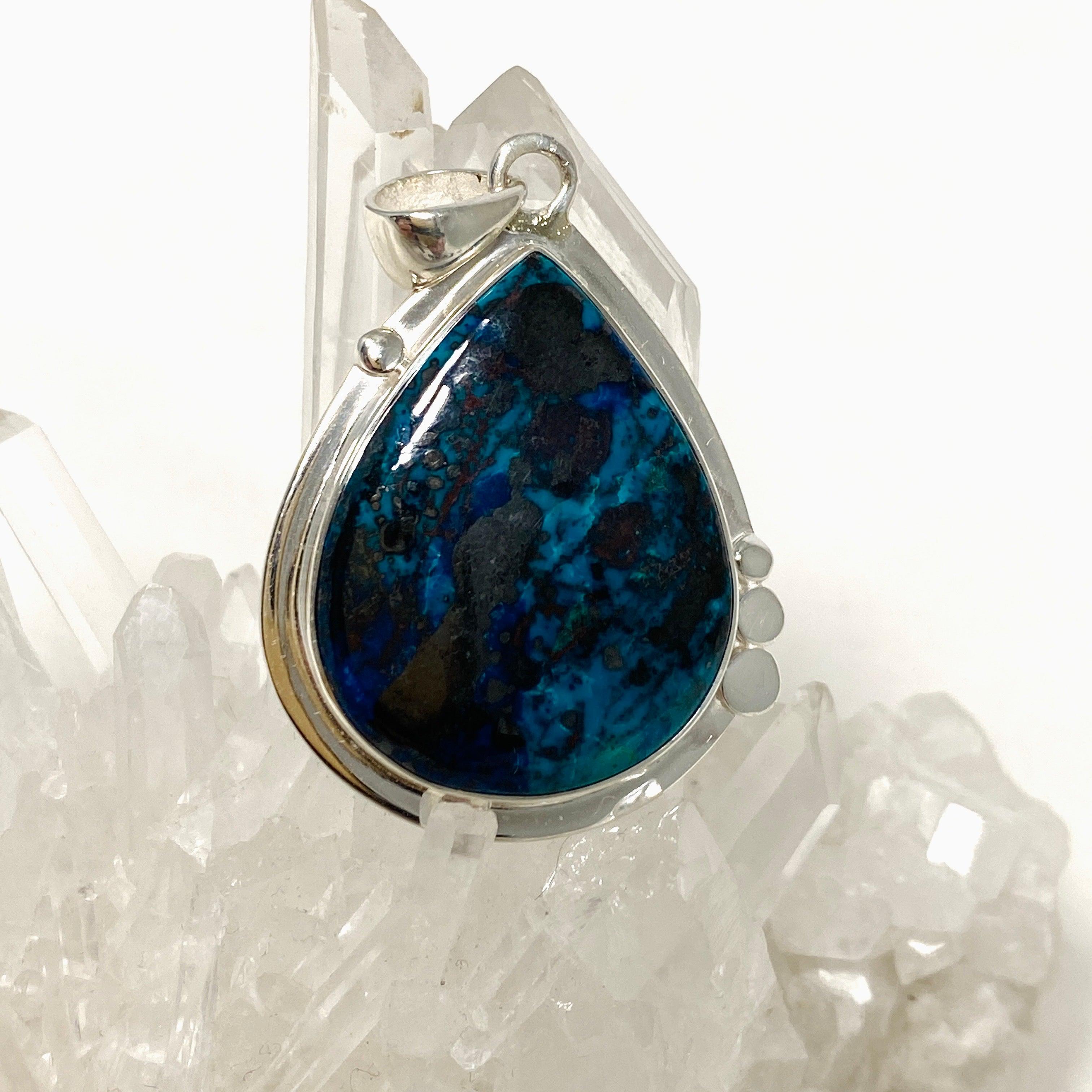 Shattuckite with Cuprite Teardrop Pendant Necklace - Handcrafted Gemstone Jewelry KPGJ4429 | Spiritual Healing, Meditation & Boho Fashion Accessory