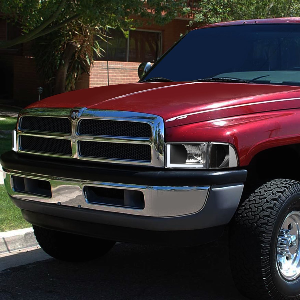 DNA MOTORING HL-LB-DR944-BK-CL1 LED Daytime Running Lights (DRL) - Compatible with 1994-2001 Ram 1500 & 1994-2002 Ram 2500/3500 (Excludes Sport Models) - Front Bumper Headlight Upgrade for Improved Visibility & Style