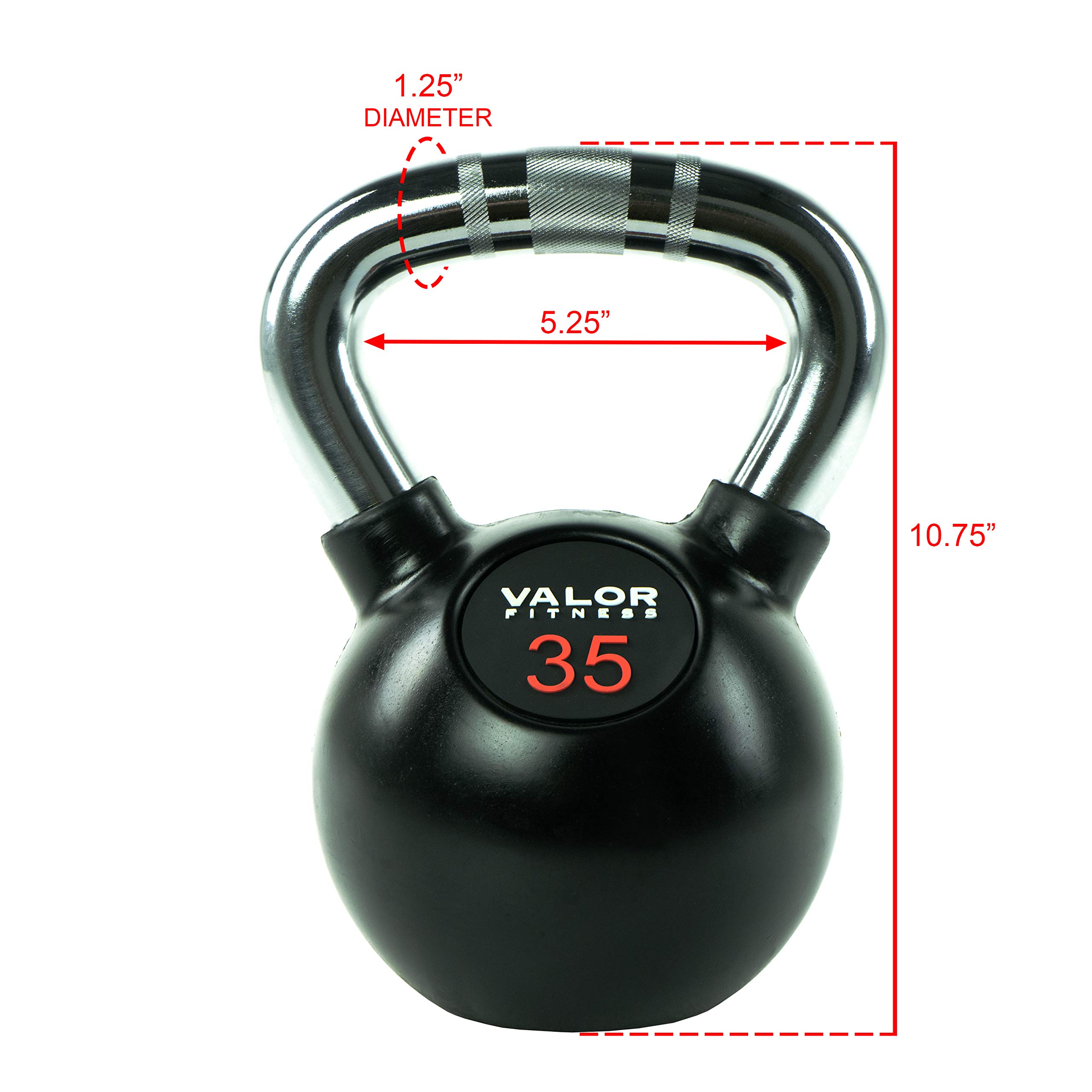 Valor Fitness Chrome Kettlebell Weights with Knurled Handle - 5-50 lbs Gym Kettlebells for Men & Women - Perfect for CrossFit, HIIT & Strength Training Workouts