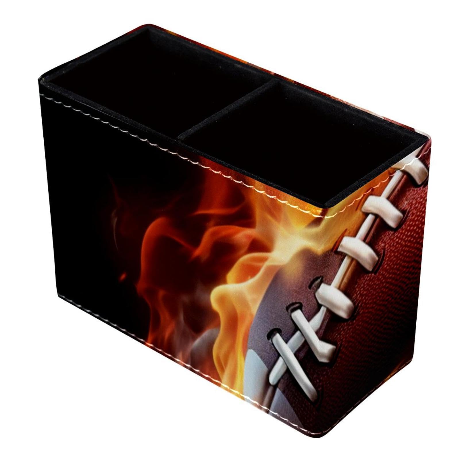 Football & Fire Themed Pen Holder for Desk - Stylish Pen Organizer & Desk Accessory for Office, School, or Home Workspace
