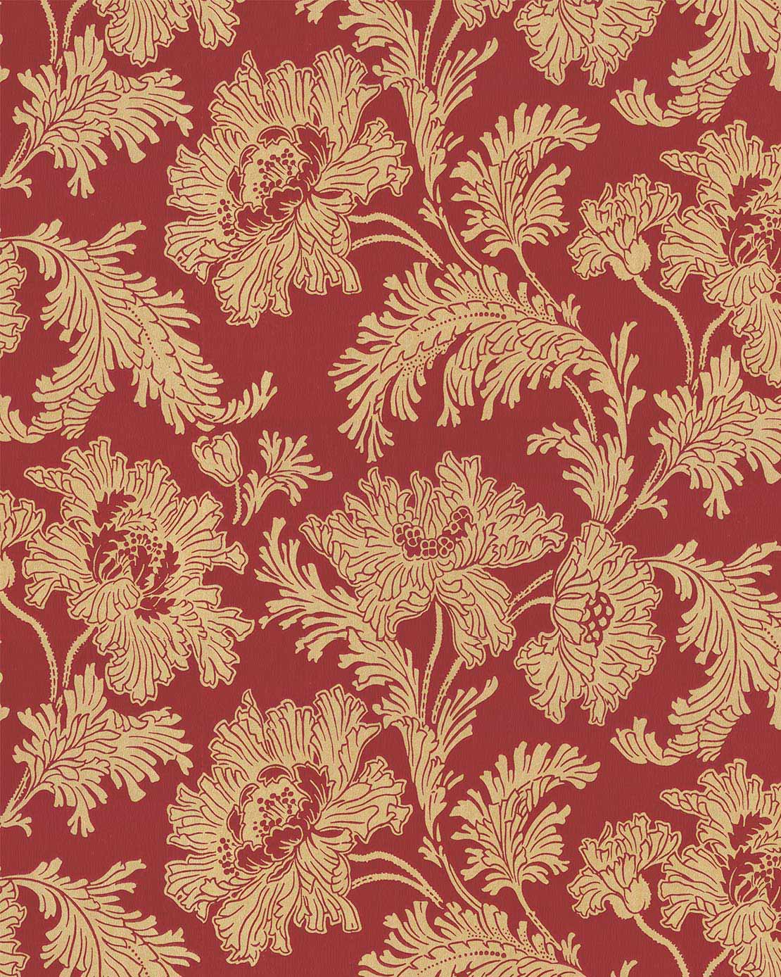 Lim & Handtryck Wallpaper Hällestrand Red/Gold - Premium Hand-Printed Scandinavian Design for Living Room & Bedroom Decor
