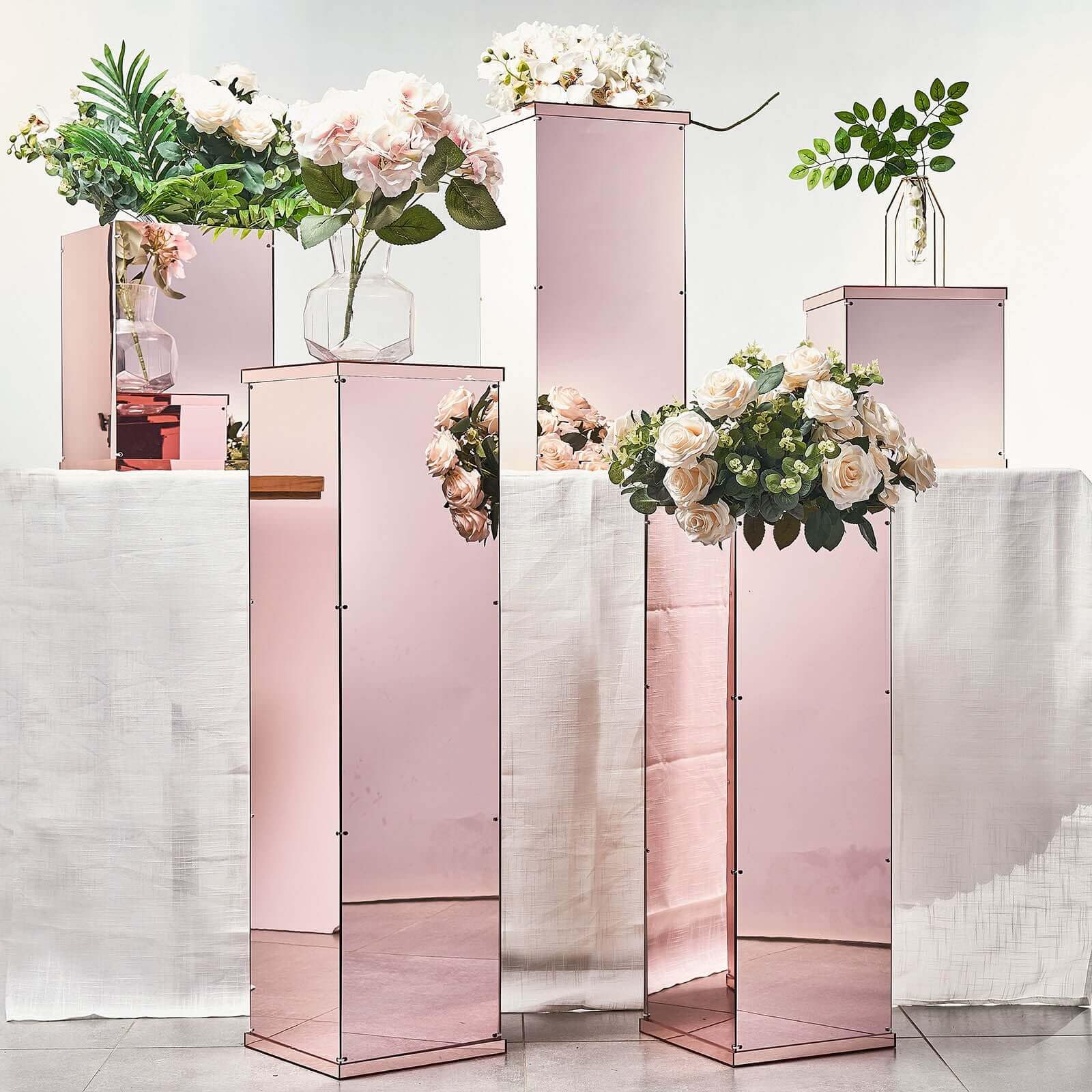 Efavormart Set of 5 Mirror Finish Acrylic Pedestal Risers - 12