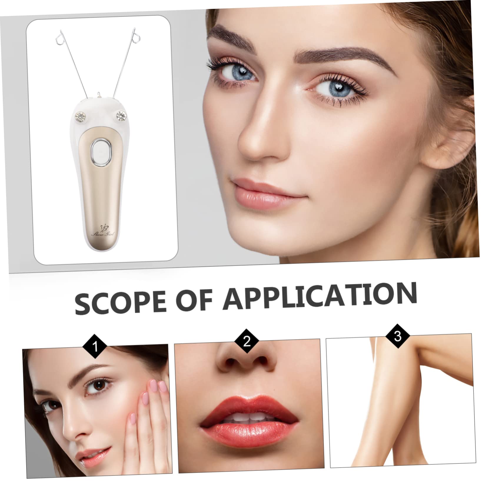 IPetboom Electric Facial Hair Remover Kit - Portable Waxing Device for Women, Eyebrow Trimmer & Body Hair Clipper with Golden Beads | Perfect for Eyebrow Shaping, Bikini Line & Sensitive Skin Hair Removal at Home