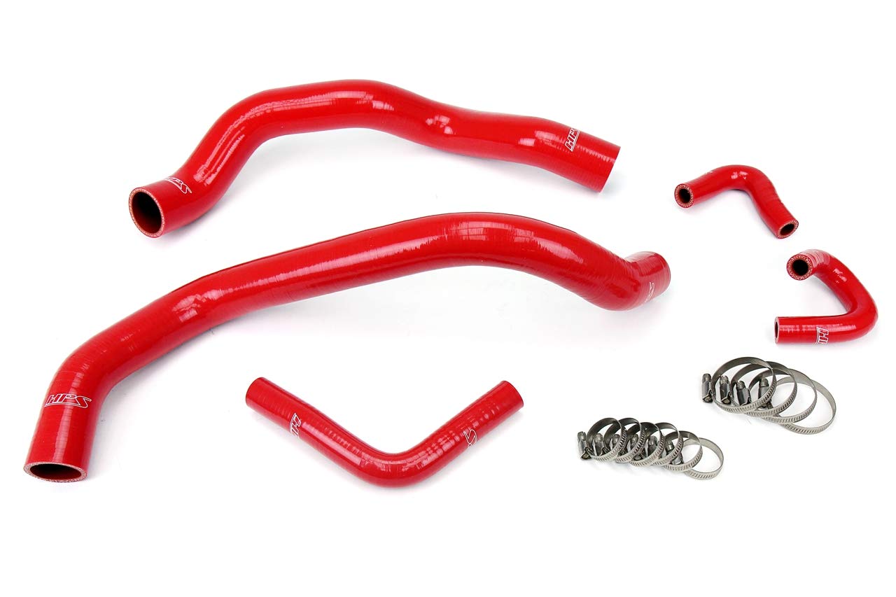 HPS 57-1401-RED Silicone Radiator Hose Kit - High Performance Coolant Hose Replacement for Car, Truck & SUV - Perfect for Engine Cooling System Upgrades & Maintenance